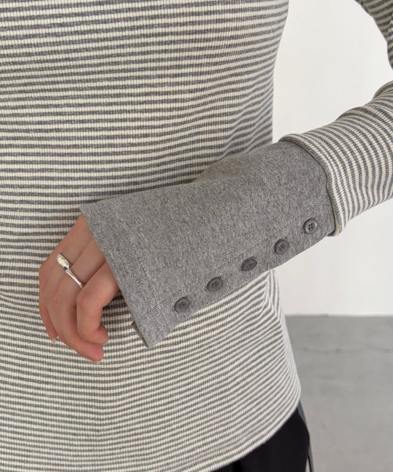 CAPRICIEUX LE'MAGE(カプリシュレマージュ) ボーダー袖ボタンロンＴ