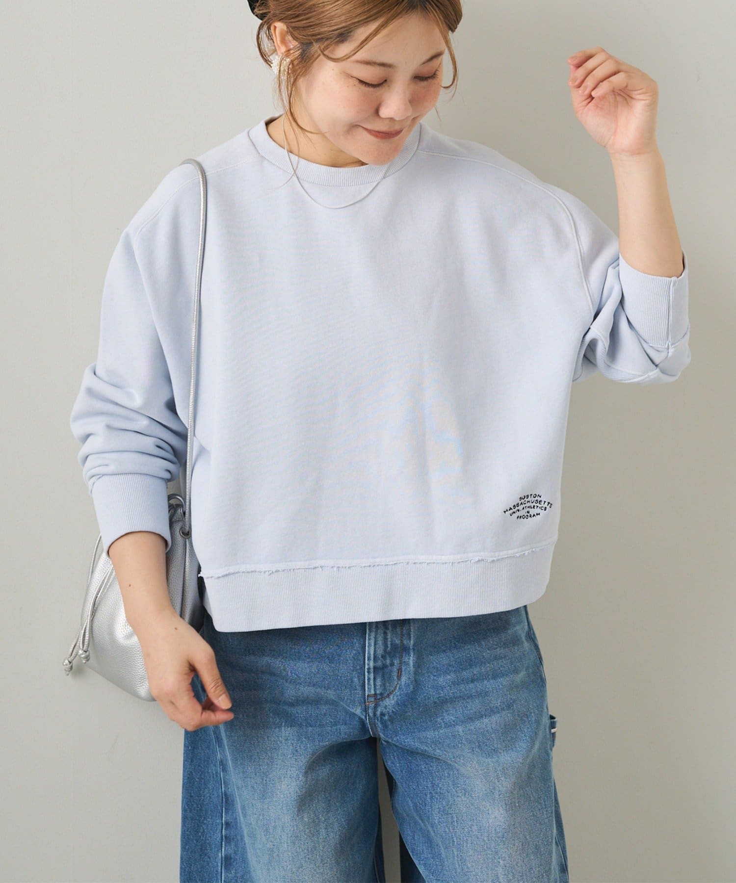 PUAL CE CIN(ピュアルセシン) ロゴ刺繍ショートスウェット