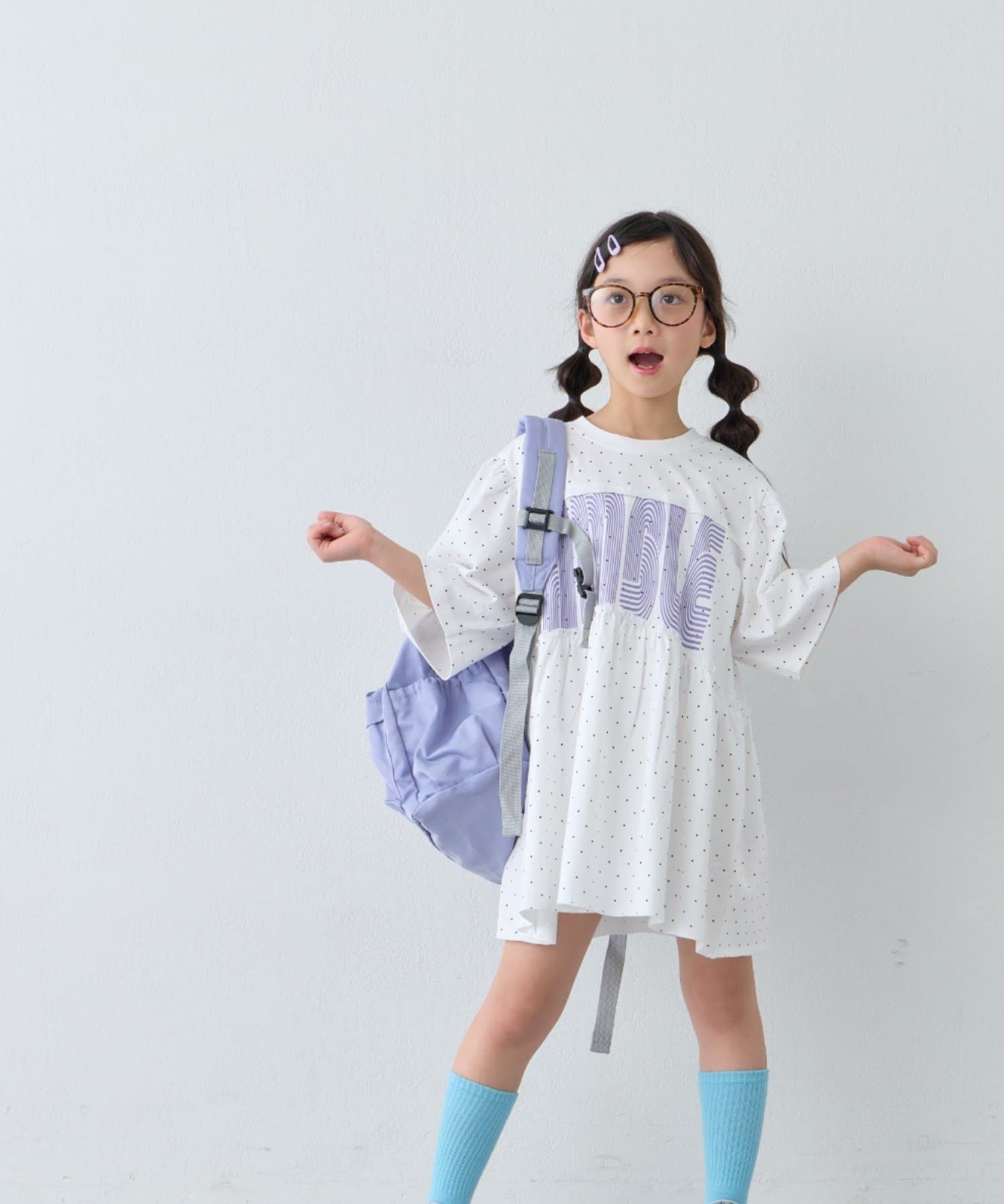 CIAOPANIC TYPY(チャオパニックティピー) 【KIDS】《ジュニアサイズあり》厚盛ロゴ5分袖チュニックワンピ