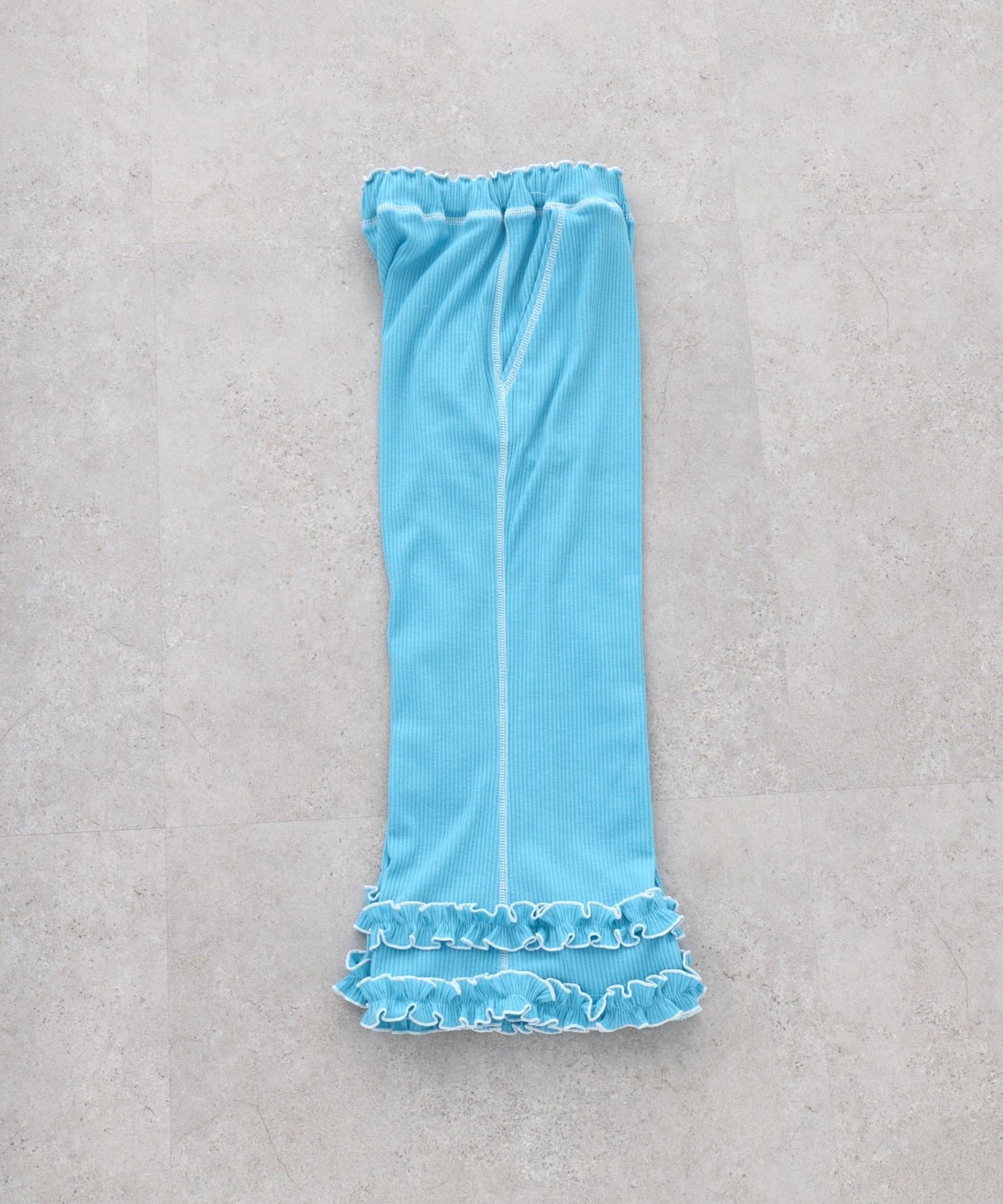 CIAOPANIC TYPY(チャオパニックティピー) 【KIDS】裾フリル配色ステッチ微フレアリブパンツ《ジュニアサイズあり》