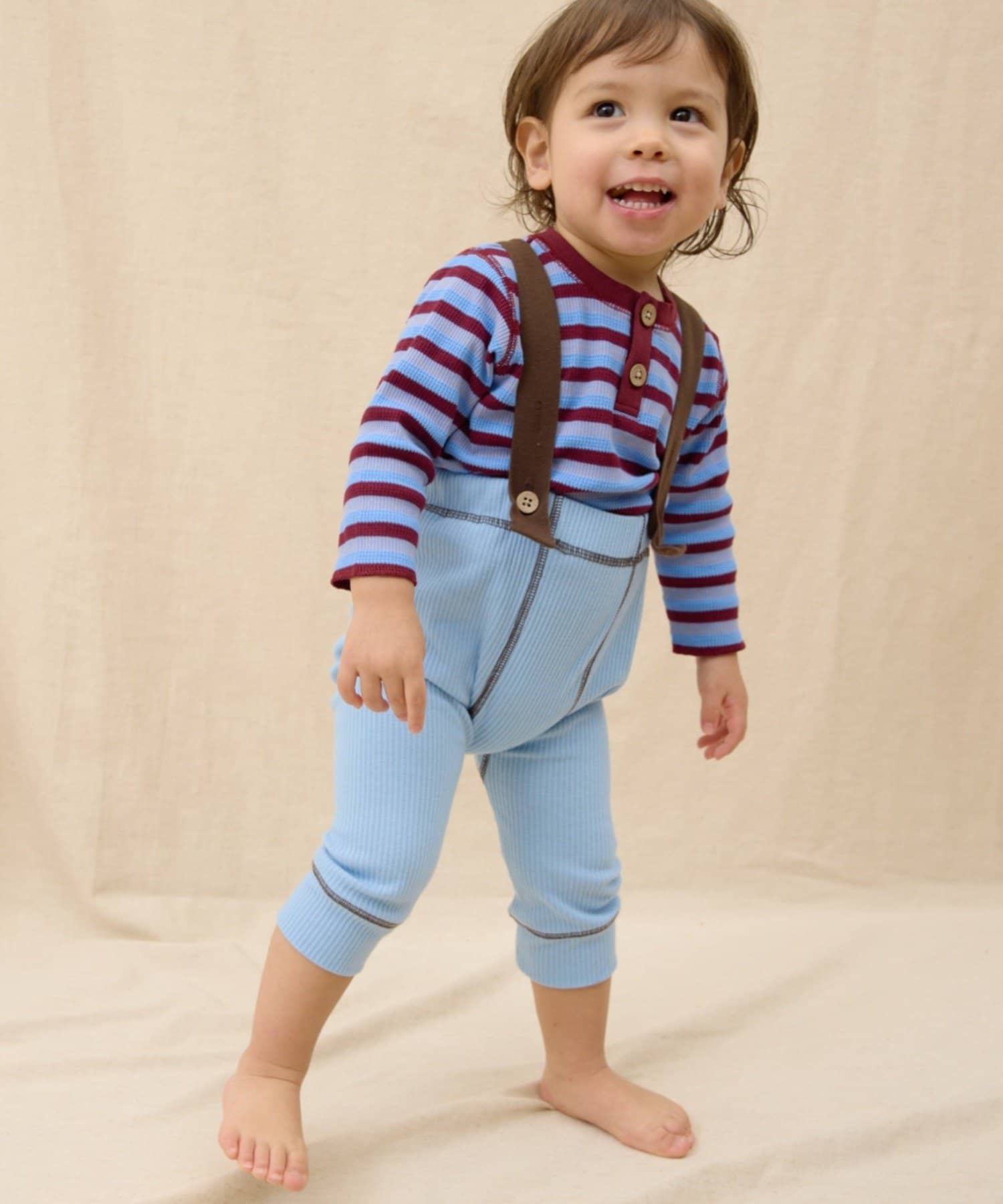 CIAOPANIC TYPY(チャオパニックティピー) 【BABY】【Qinn】配色サス付きリブパンツ：80cm