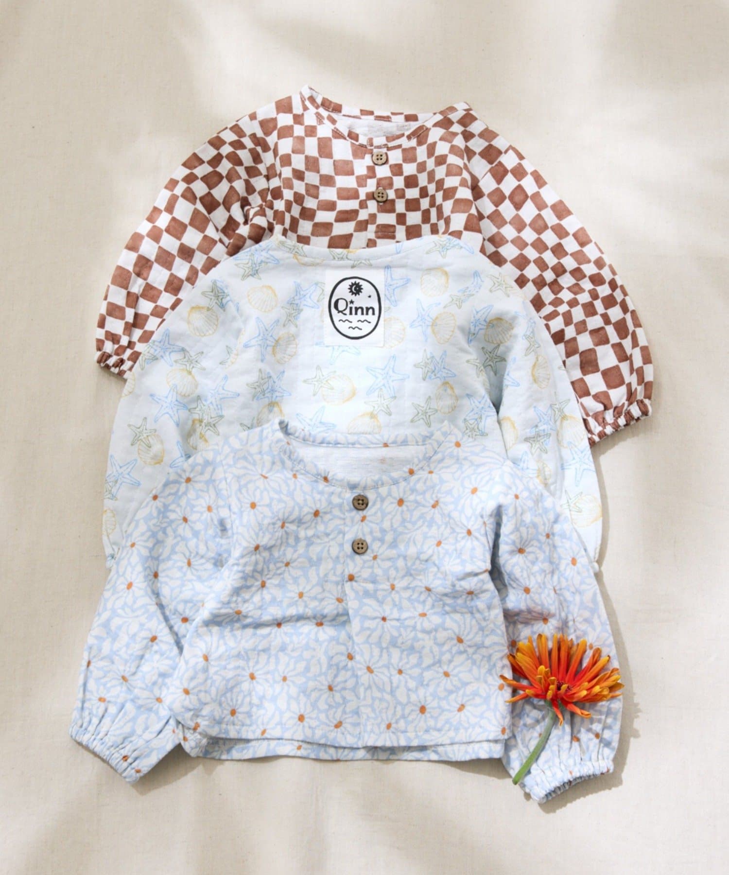 CIAOPANIC TYPY(チャオパニックティピー) 【BABY】【Qinn】ダブルガーゼヘンリーブラウス：80cm