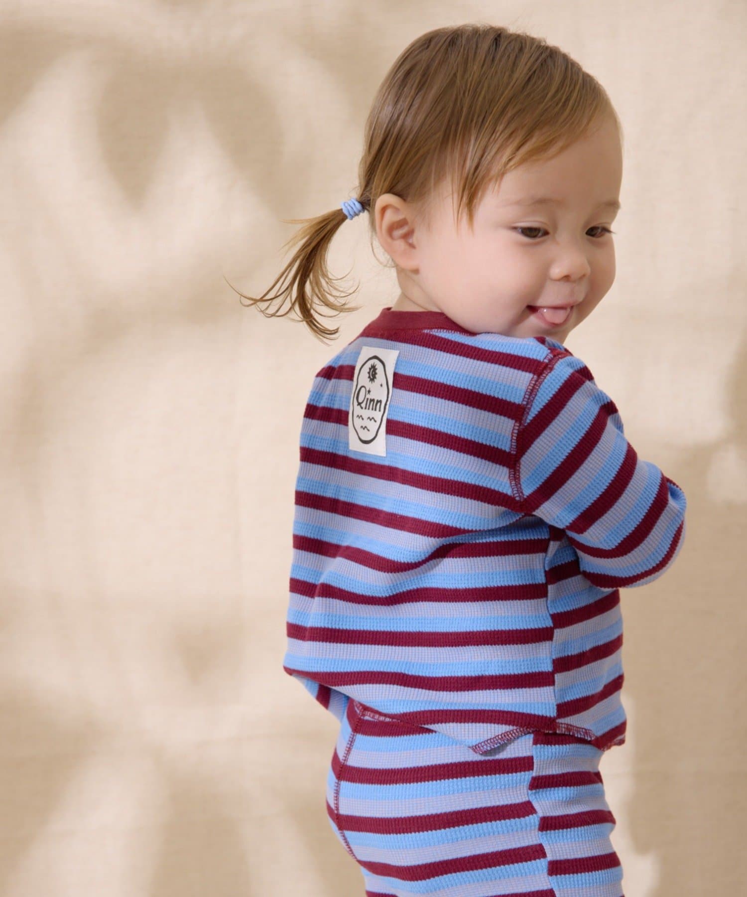 CIAOPANIC TYPY(チャオパニックティピー) 【BABY】【Qinn】ボーダーワッフルヘンリートップス：80～100cm