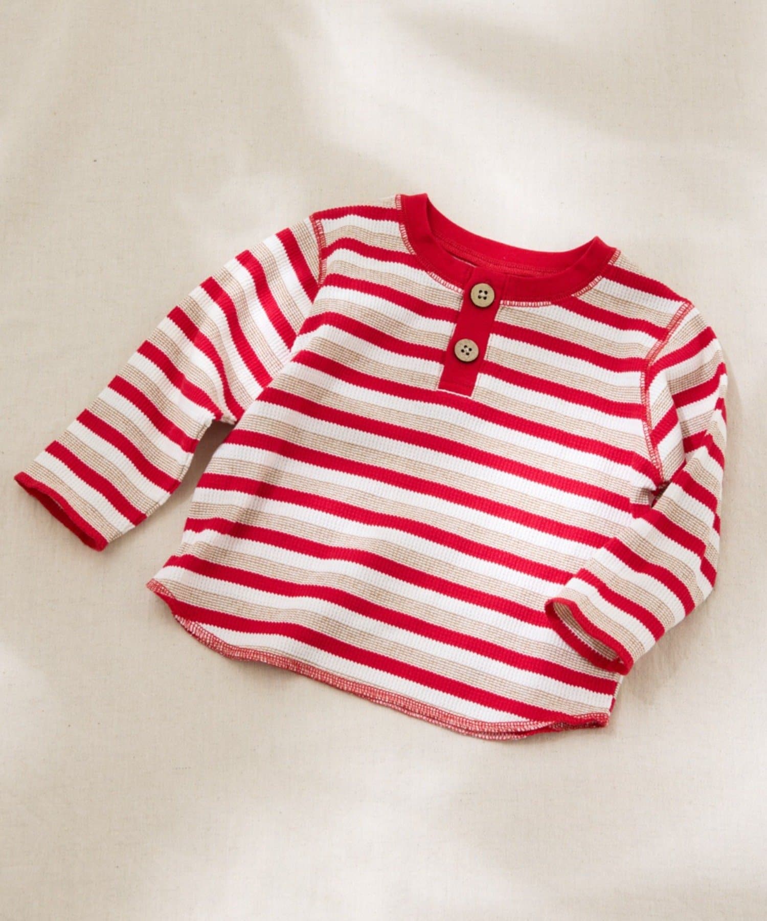 CIAOPANIC TYPY(チャオパニックティピー) 【BABY】【Qinn】ボーダーワッフルヘンリートップス：80～100cm