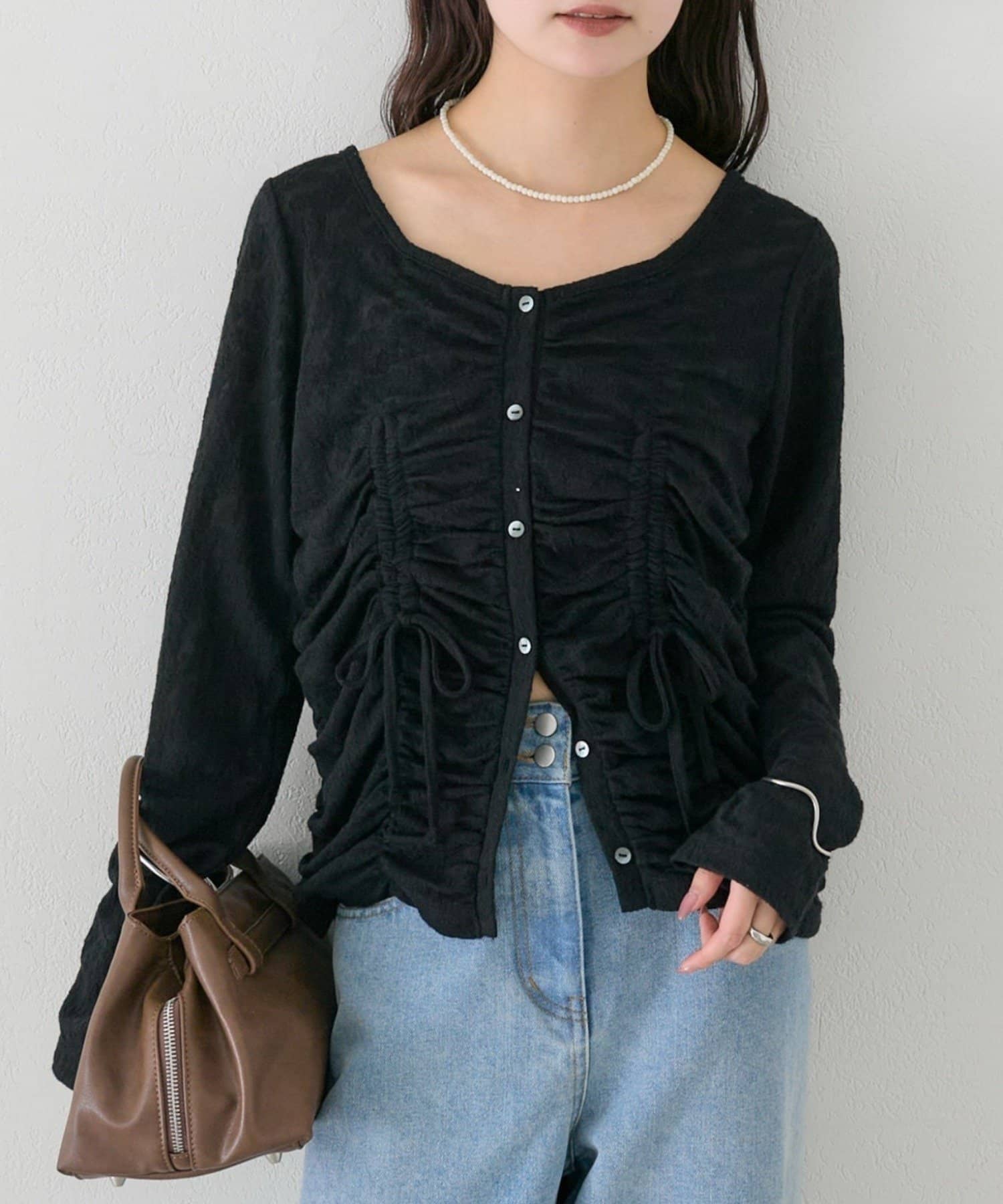 mystic(ミスティック) シャーリングレースカーディガン