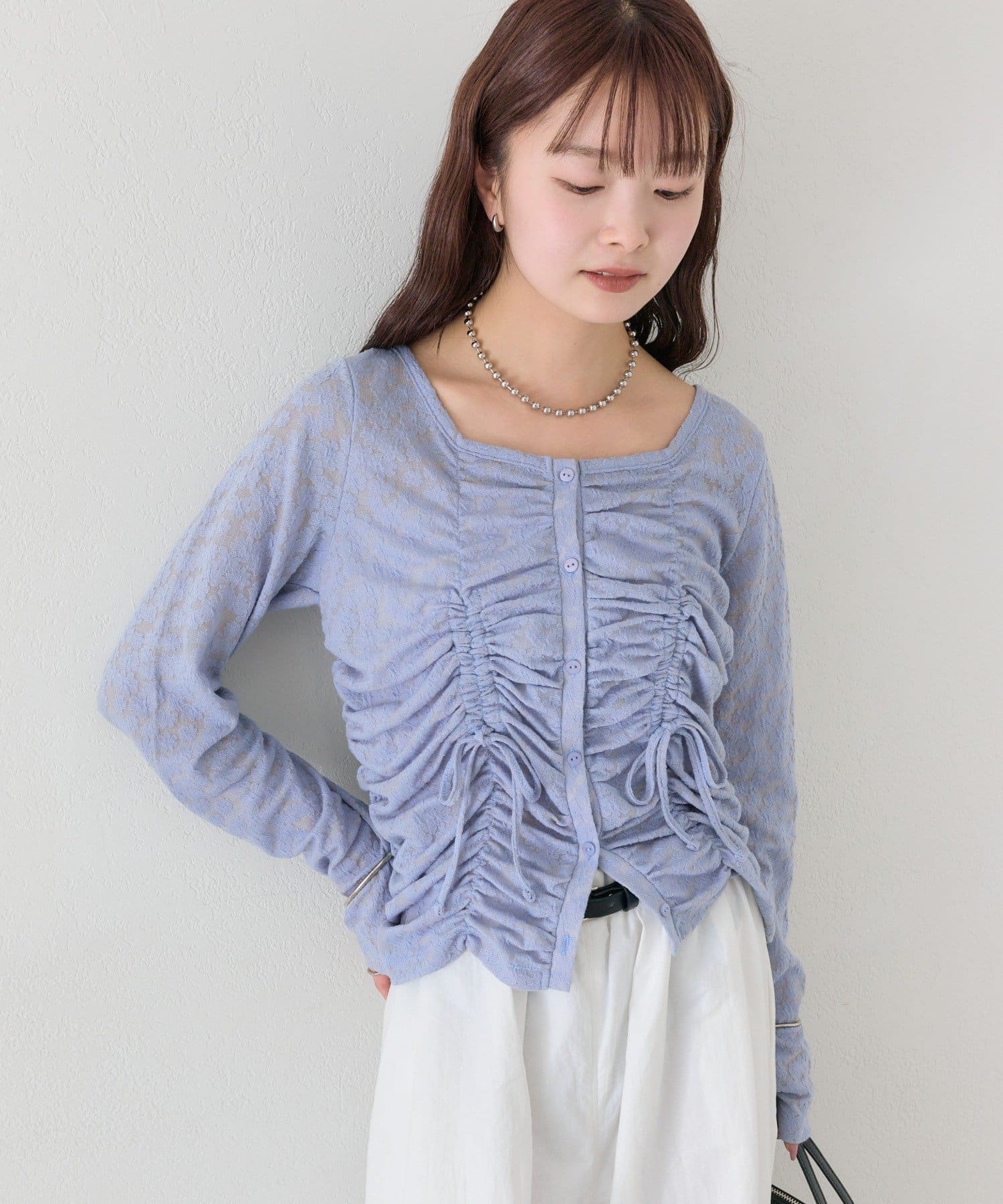 mystic(ミスティック) シャーリングレースカーディガン