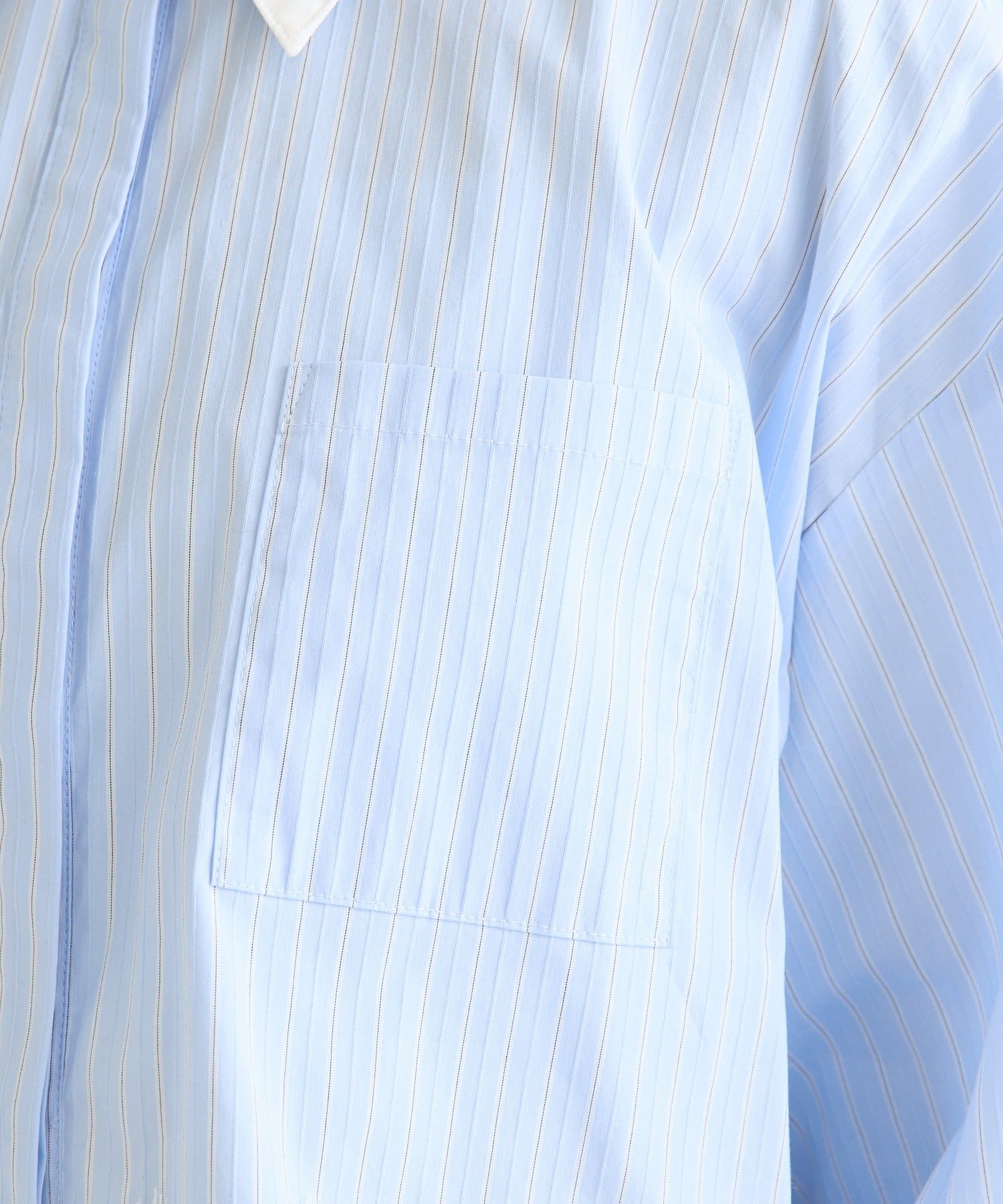 mystic(ミスティック) ストライプ裾レースシャツ