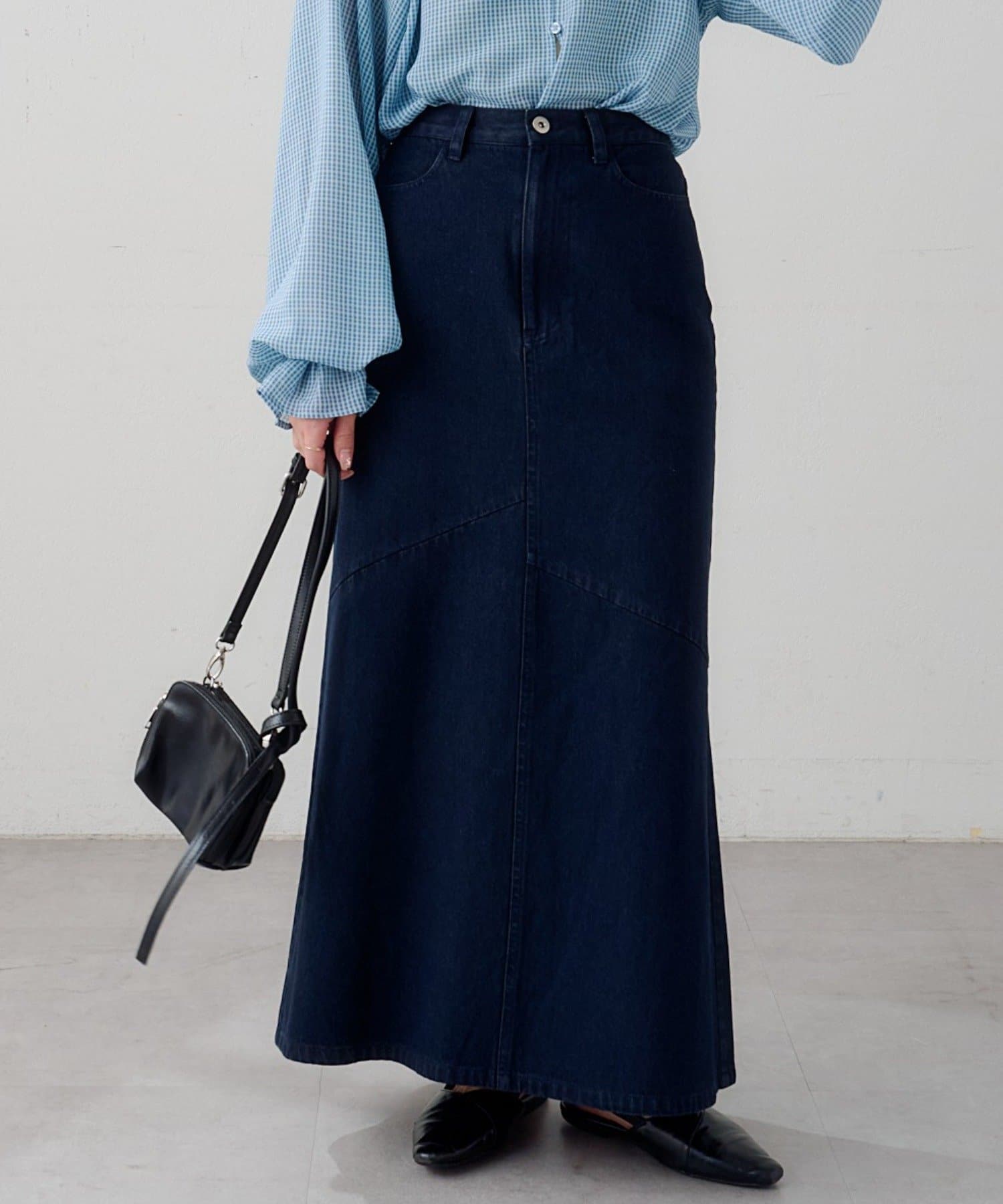 Kastane(カスタネ) 【S.Mサイズ展開】B デニムパッチワークロングスカート