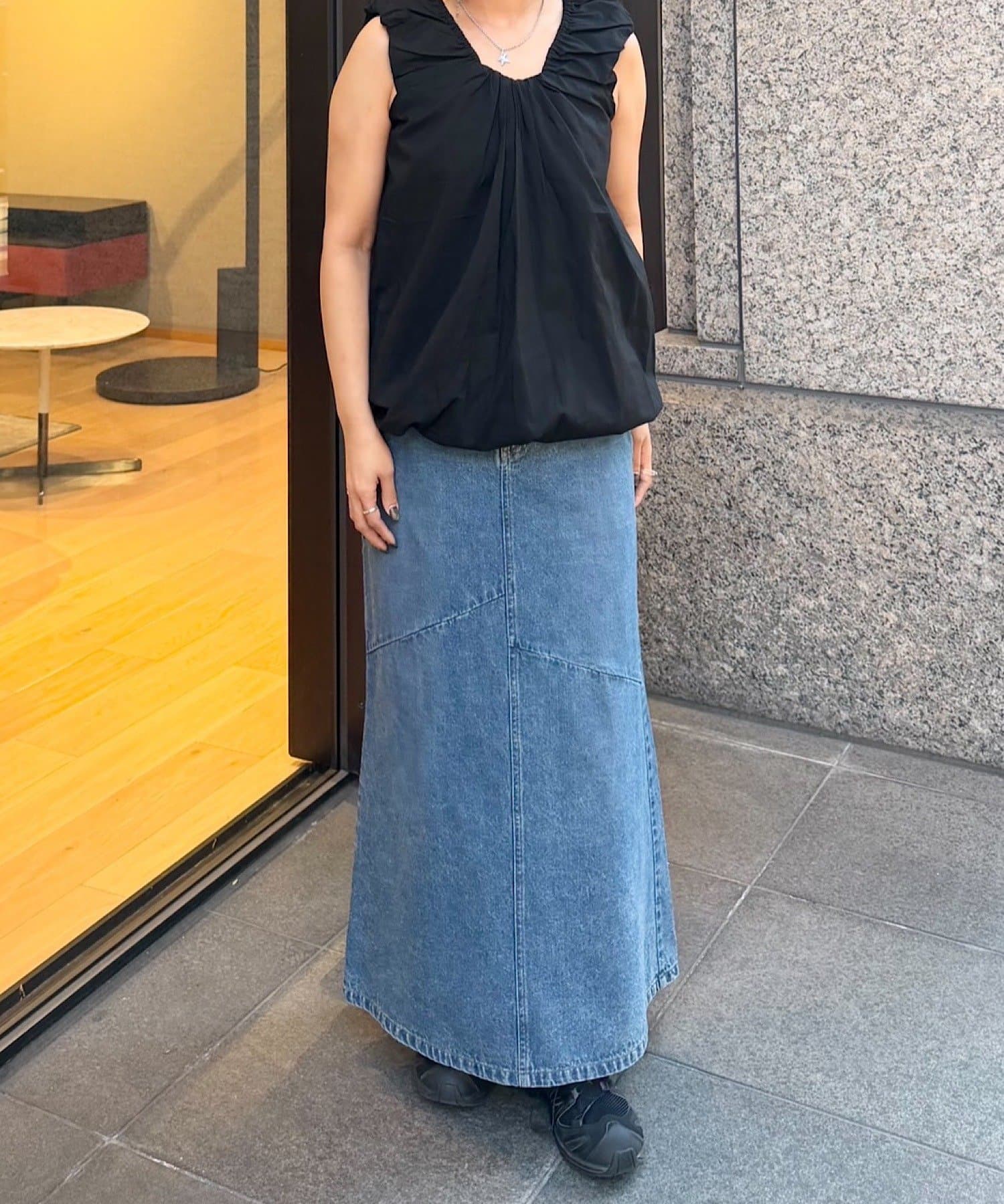 Kastane(カスタネ) 【S.Mサイズ展開】B デニムパッチワークロングスカート