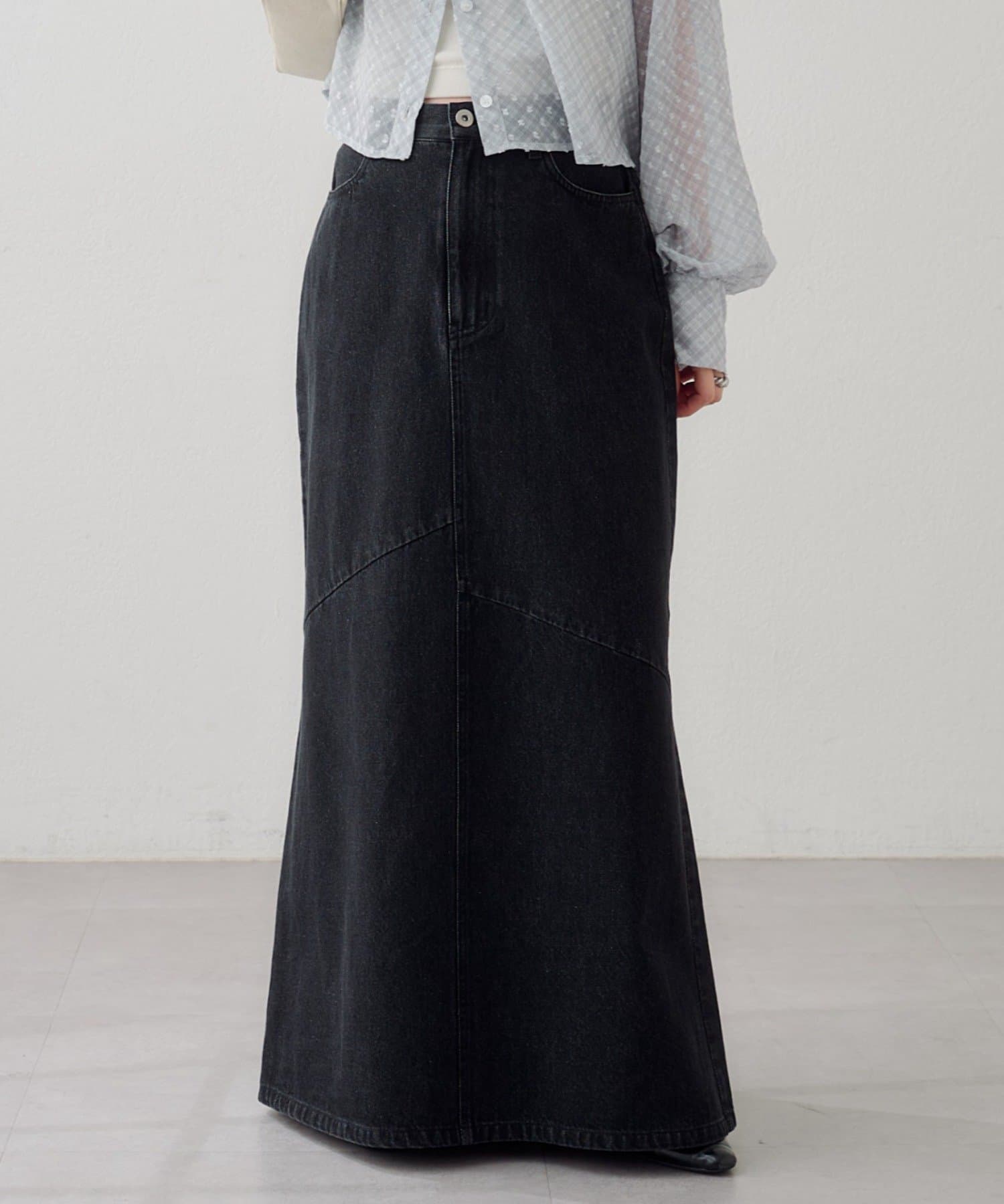 Kastane(カスタネ) 【S.Mサイズ展開】B デニムパッチワークロングスカート