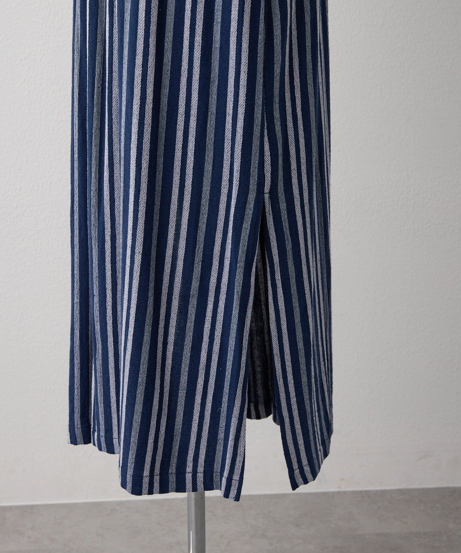 ear PAPILLONNER(イア パピヨネ) 《麻混素材/スリット入り》リネンライクストライプワンピース【SUM1 STYLE(スミスタイル)】