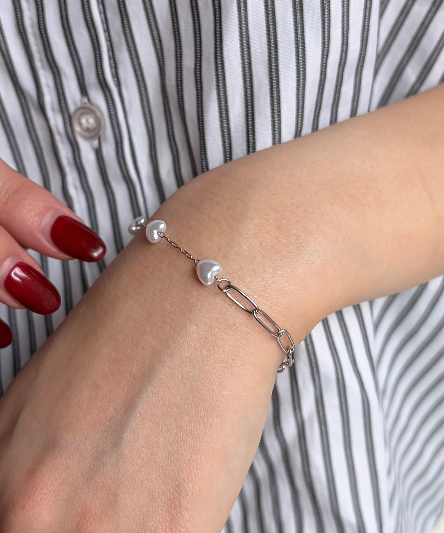 Lattice(ラティス) <ステンレス>ハートチェーンブレスレット