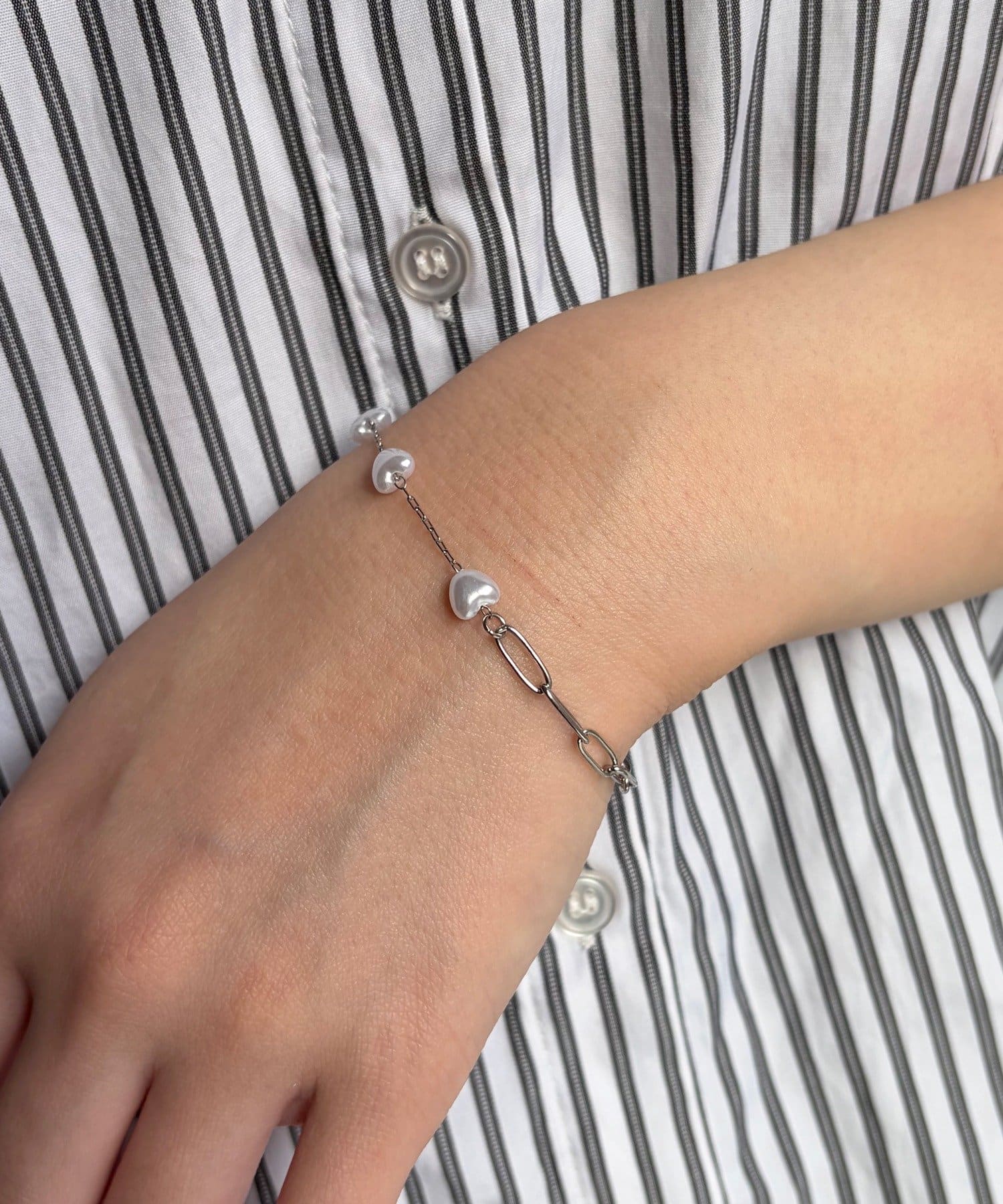 Lattice(ラティス) <ステンレス>ハートチェーンブレスレット