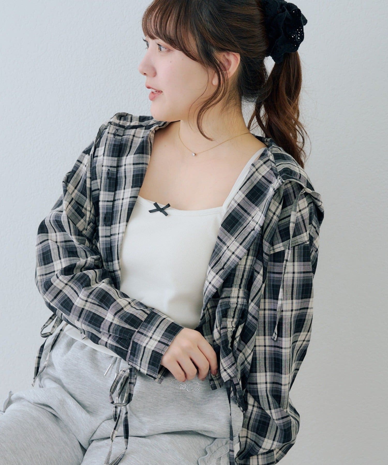 NICE CLAUP / OLIVE des OLIVE OUTLET(ナイスクラップ  / オリーブ デ オリーブ アウトレット) 【continuer】ドロストフードシャツ