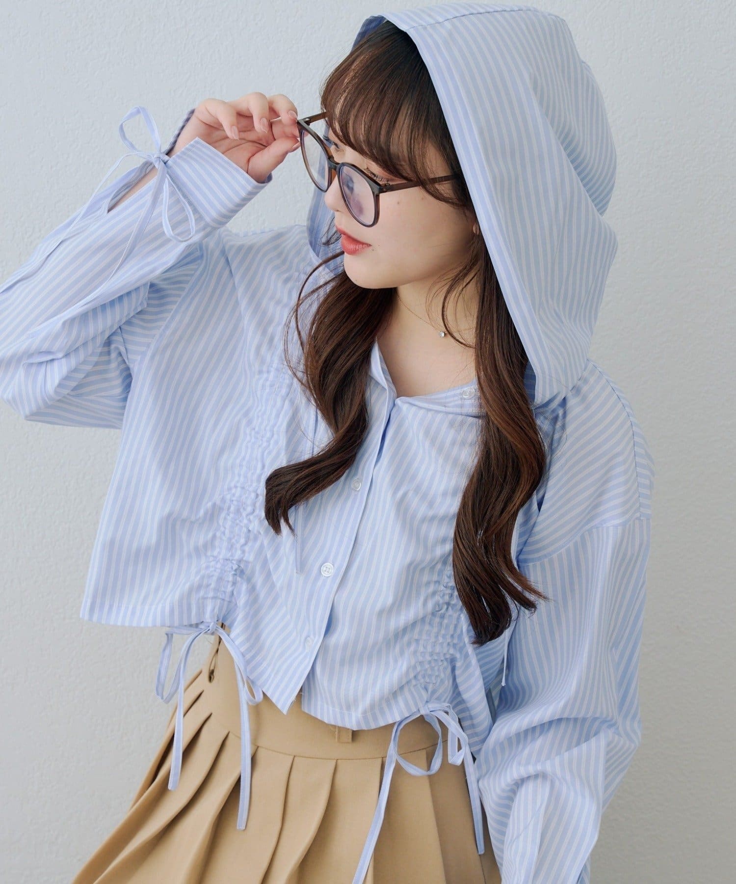 NICE CLAUP / OLIVE des OLIVE OUTLET(ナイスクラップ  / オリーブ デ オリーブ アウトレット) 【continuer】ドロストフードシャツ