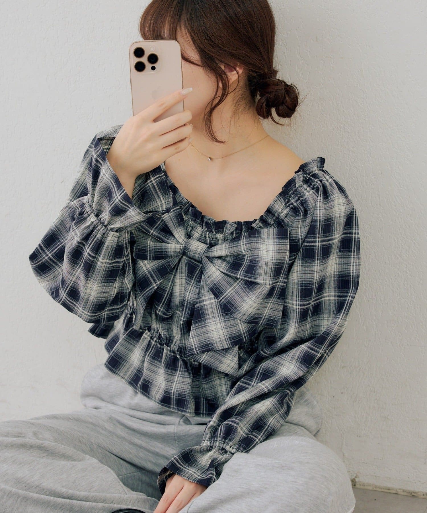 NICE CLAUP / OLIVE des OLIVE OUTLET(ナイスクラップ  / オリーブ デ オリーブ アウトレット) 【RMAF】リボン付きブラウス