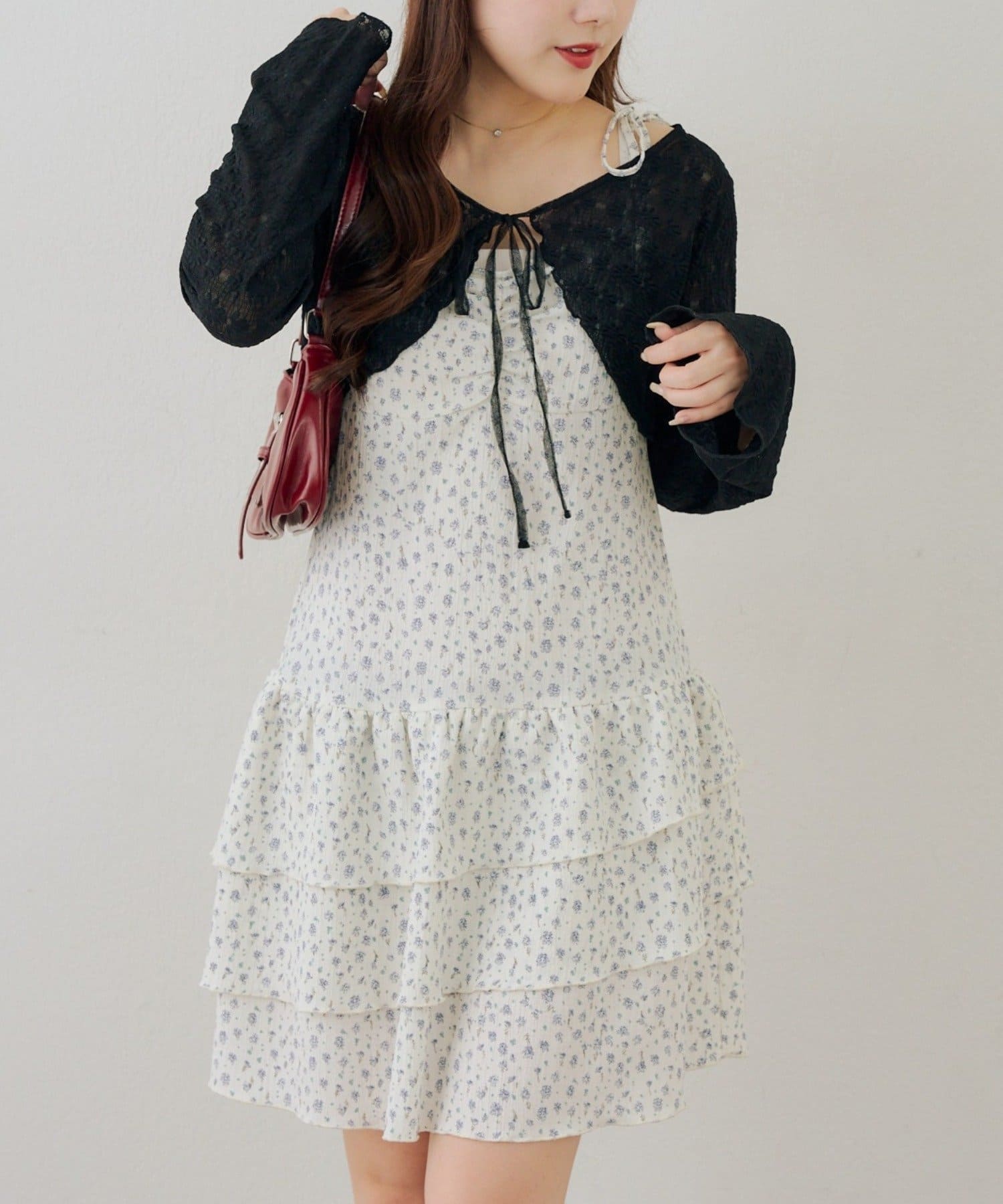 NICE CLAUP / OLIVE des OLIVE OUTLET(ナイスクラップ  / オリーブ デ オリーブ アウトレット) 【continuer】レースボレロ×キャミチュニックSET