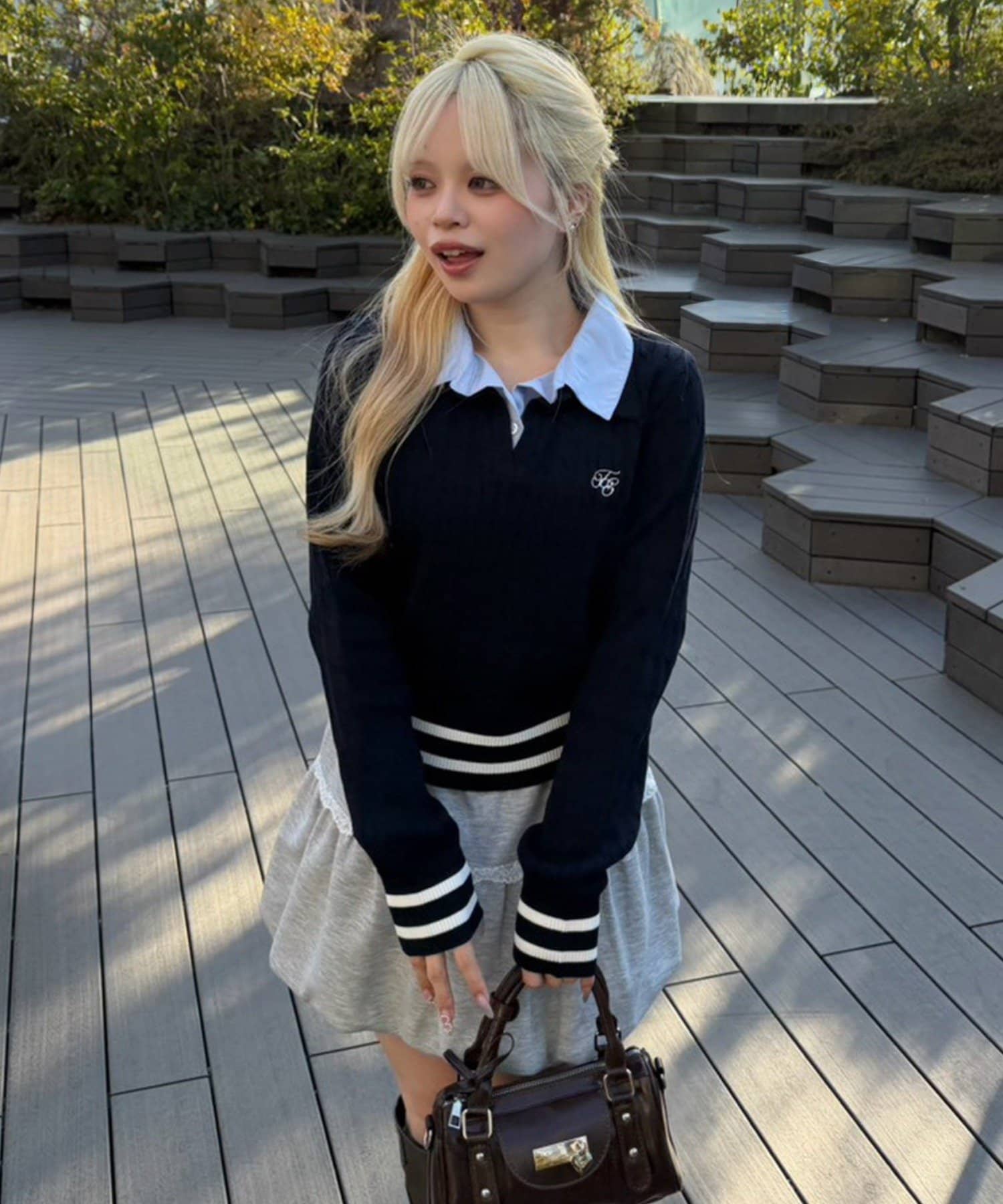 Remind me and forever(リマインドミーアンドフォーエバー) スキッパー布帛ポロニット