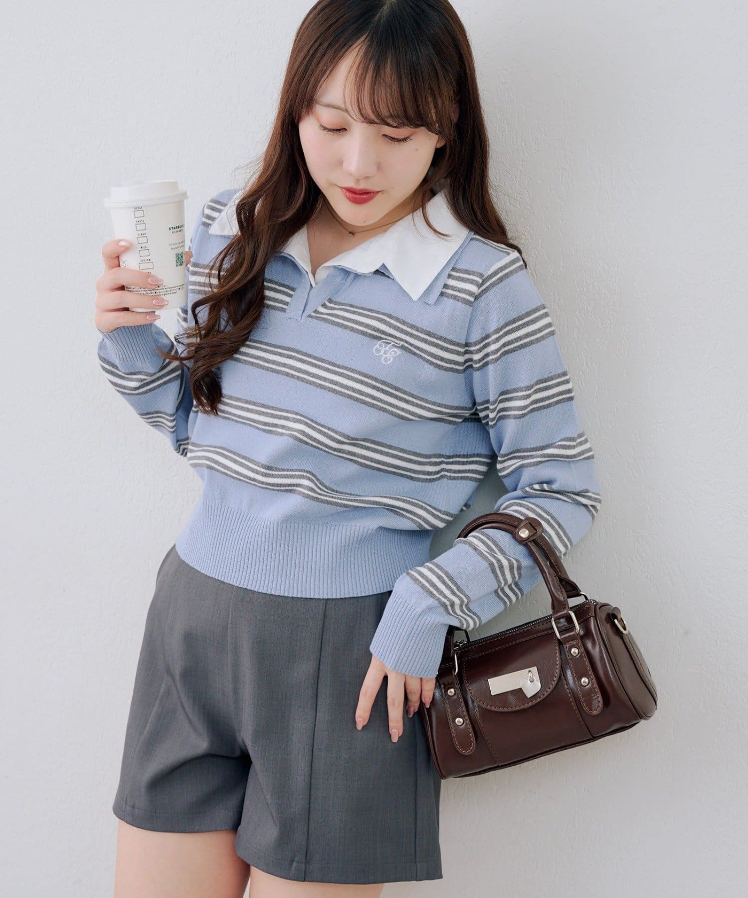 Remind me and forever(リマインドミーアンドフォーエバー) スキッパー布帛ポロニット