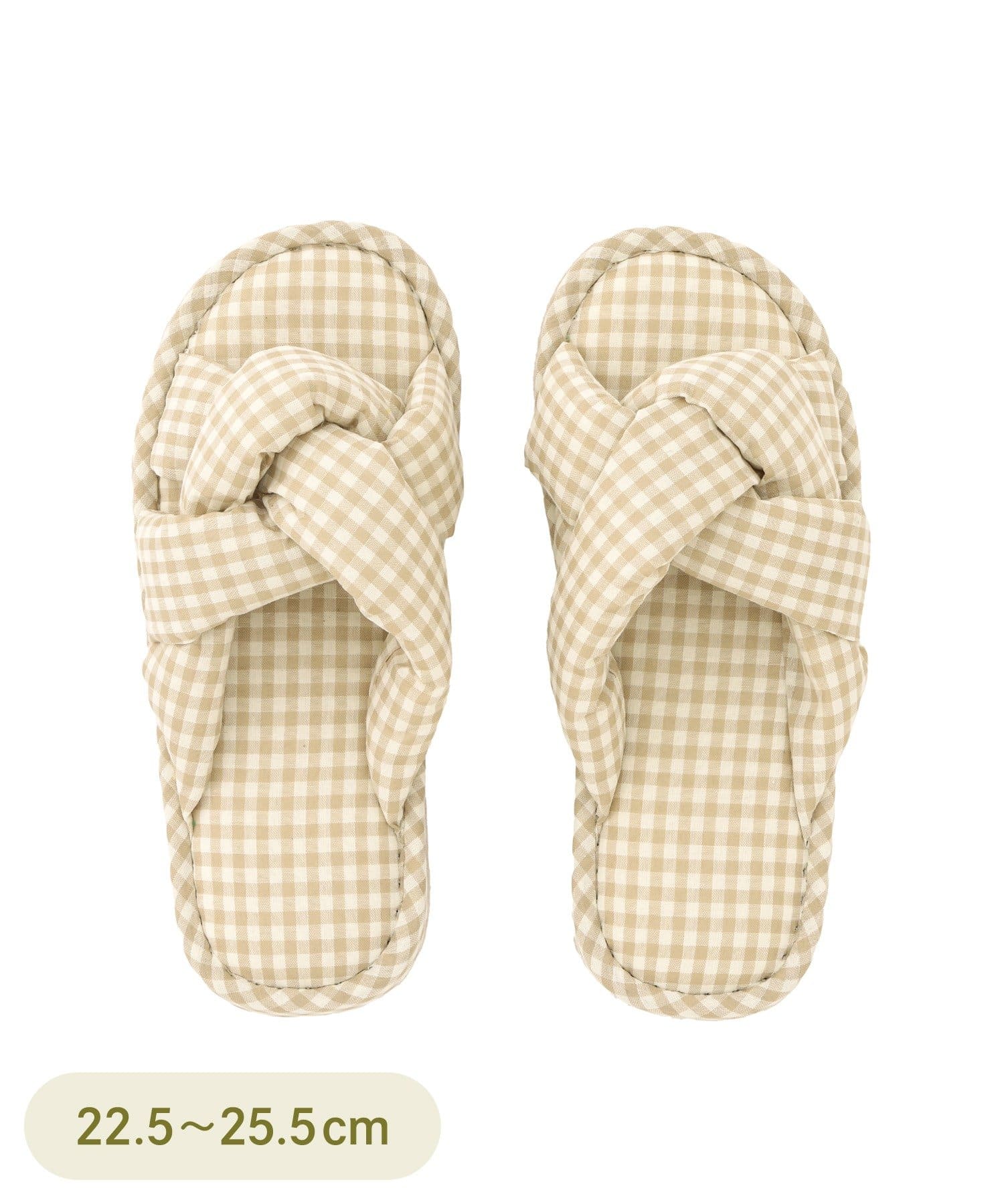 3COINS(スリーコインズ) ギンガムチェッククロススリッパ