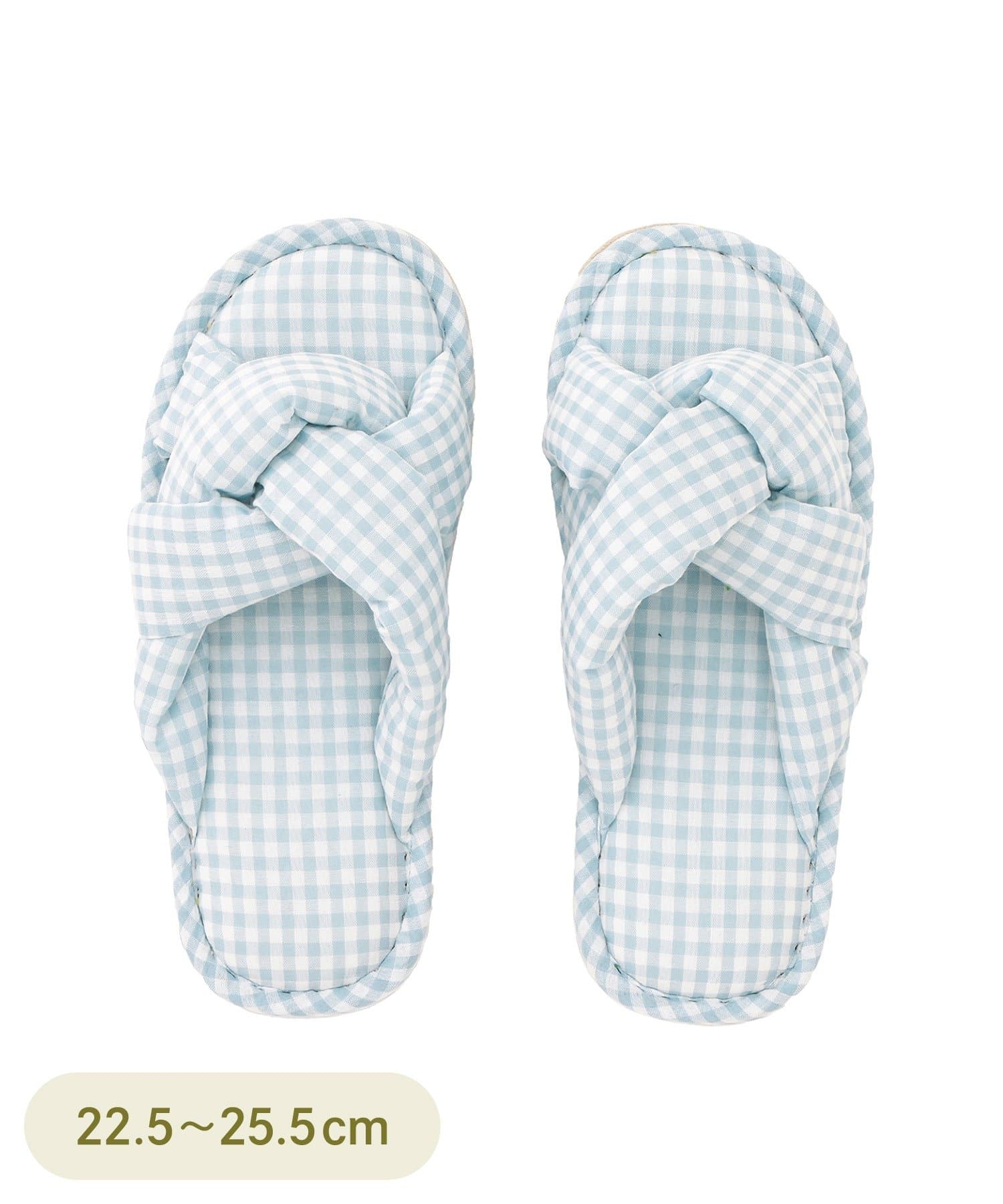 3COINS(スリーコインズ) ギンガムチェッククロススリッパ