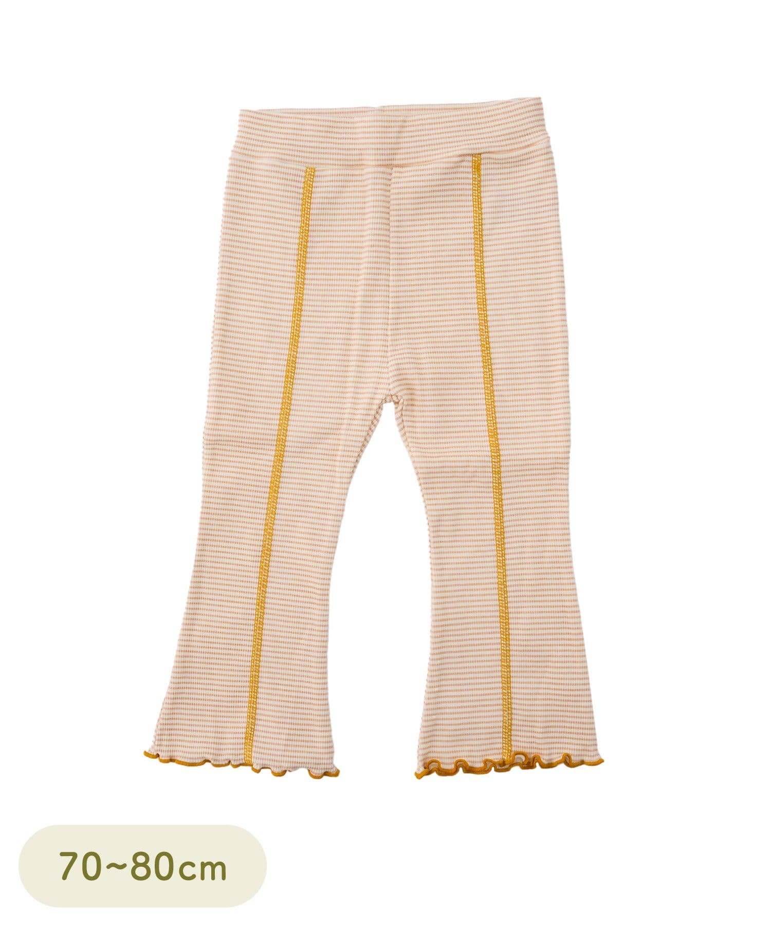 3COINS(スリーコインズ) リブフレアパンツ：70～80cm