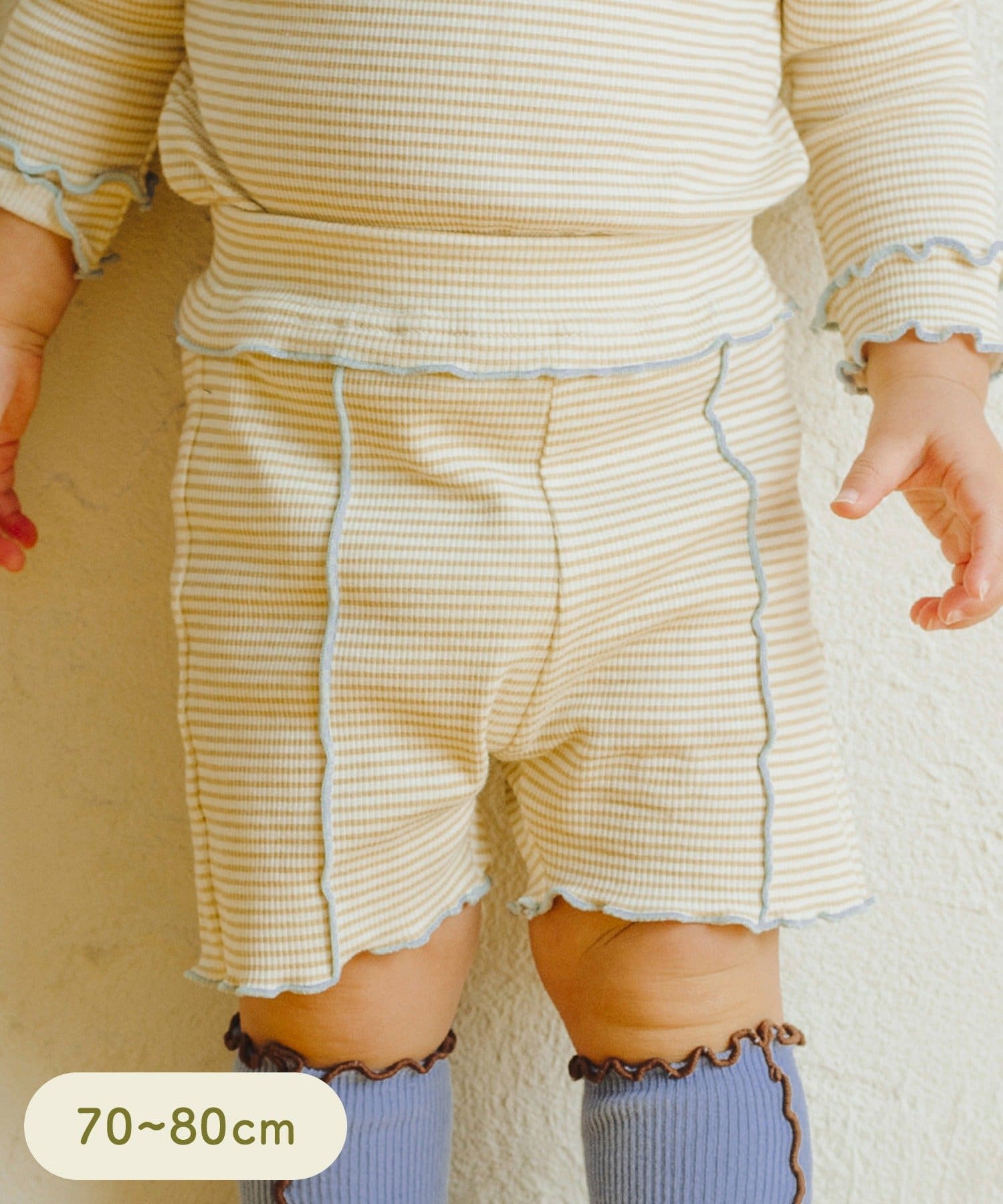 3COINS(スリーコインズ) リブショートパンツ：70～80cm