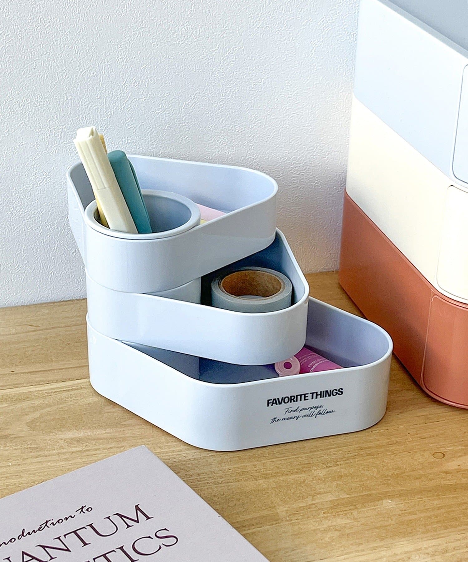 3COINS(スリーコインズ) 小物入れ付きペンスタンド