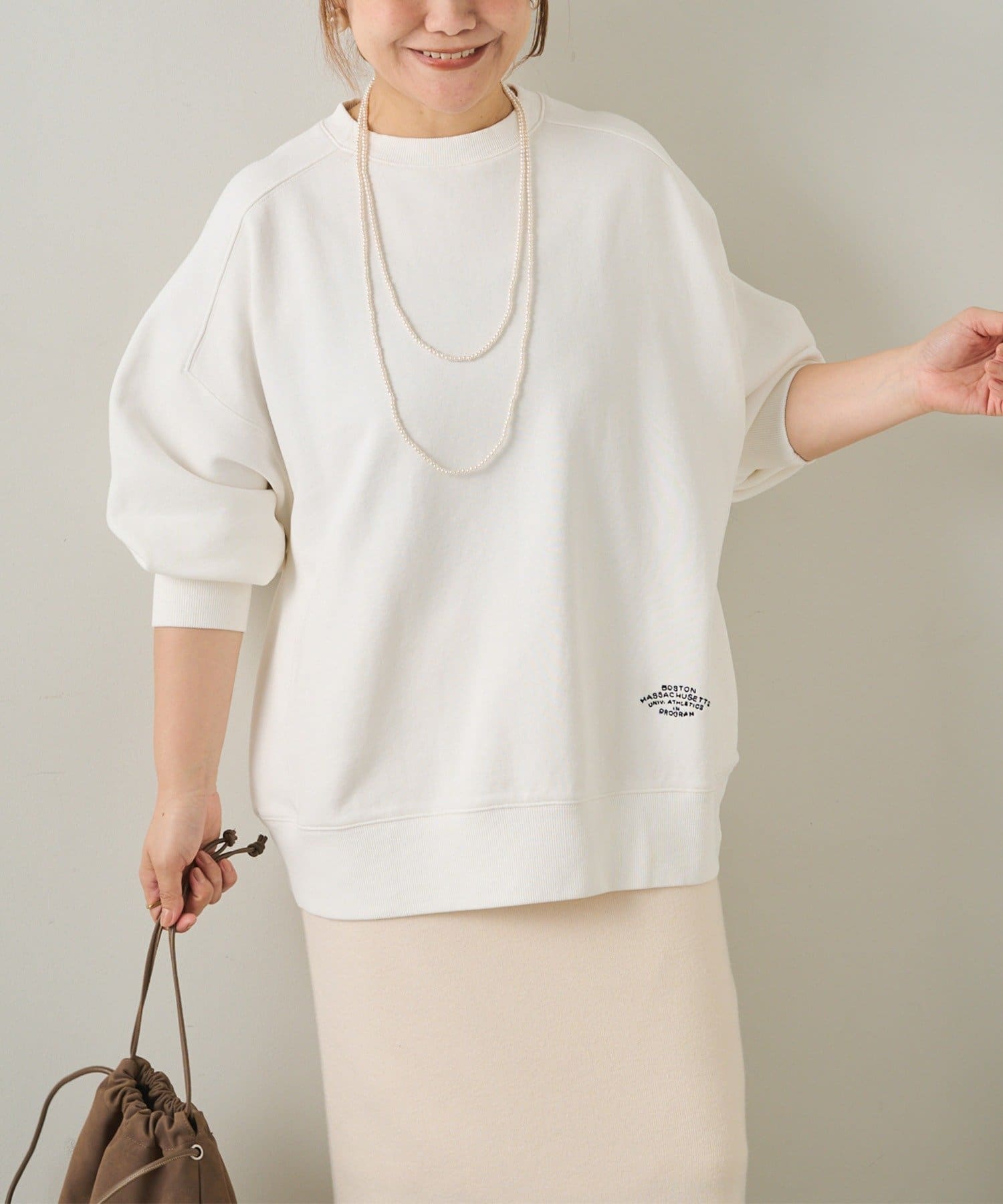 PUAL CE CIN(ピュアルセシン) ロゴ刺繍チュニックスウェット