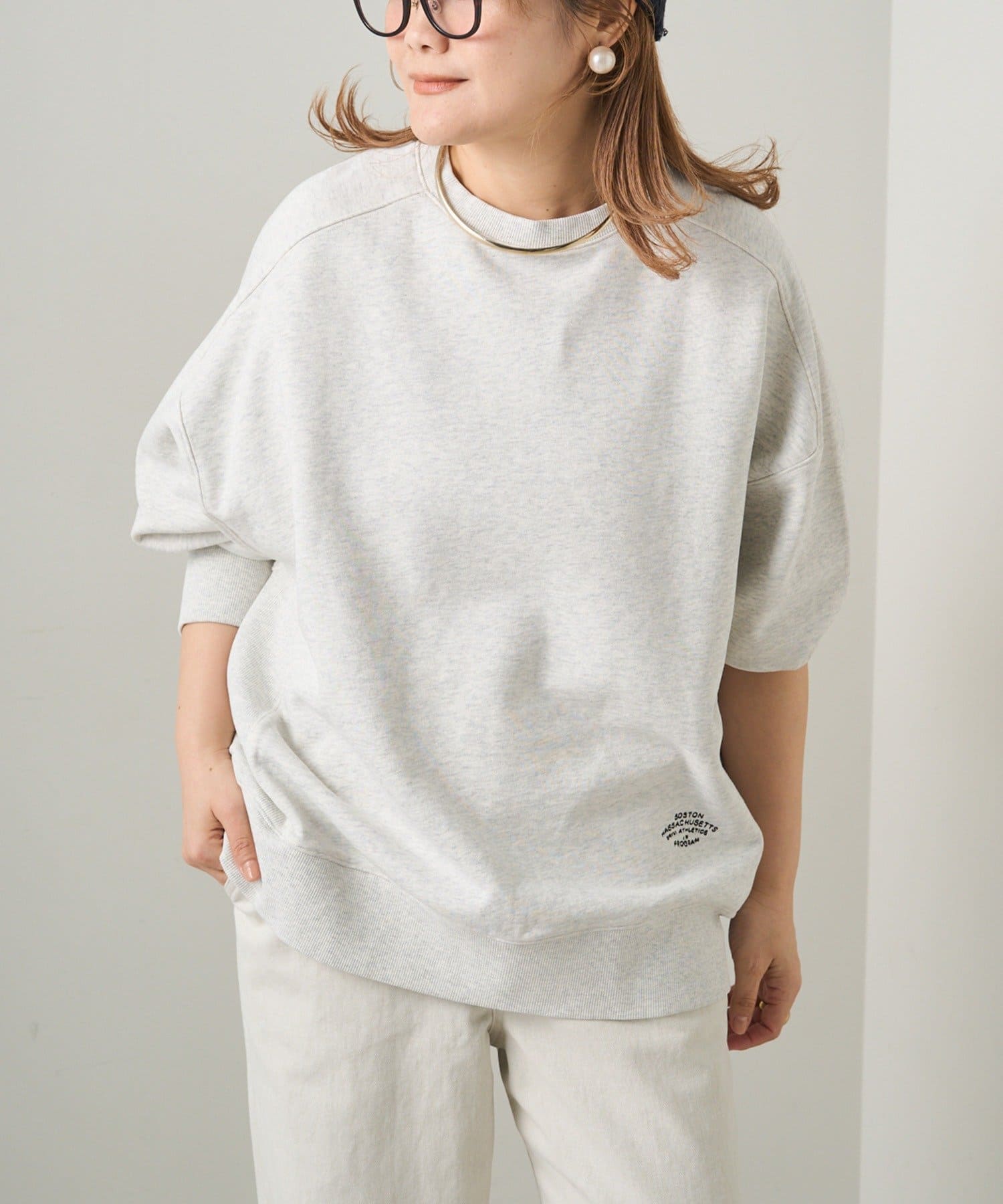 PUAL CE CIN(ピュアルセシン) ロゴ刺繍チュニックスウェット