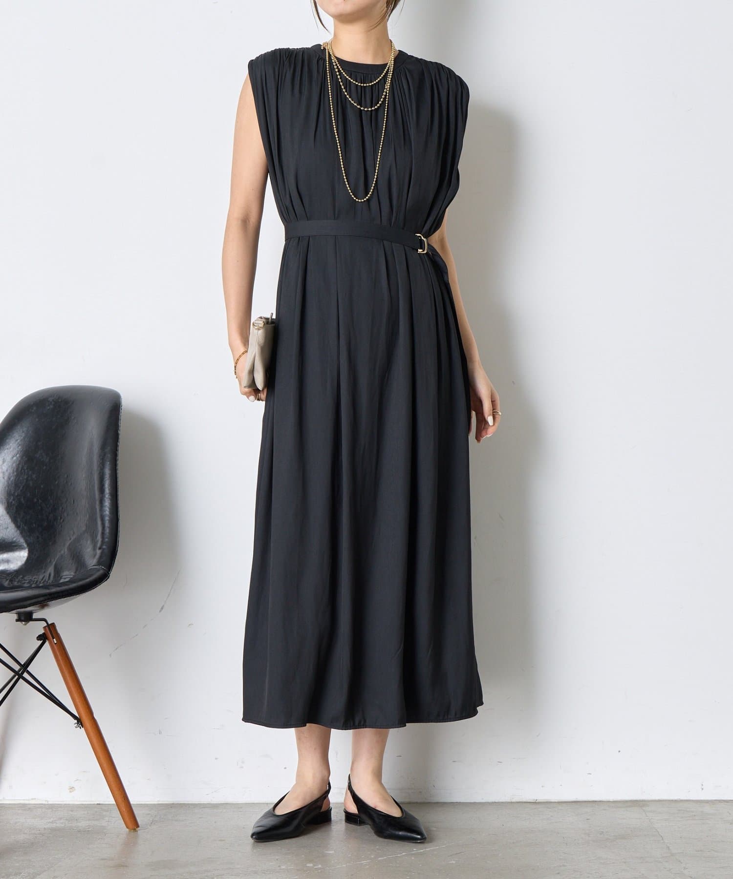 Jena　espace merveilleux(ジェナ　エスパスメルヴェイユ) ベルト付きギャザーワンピ