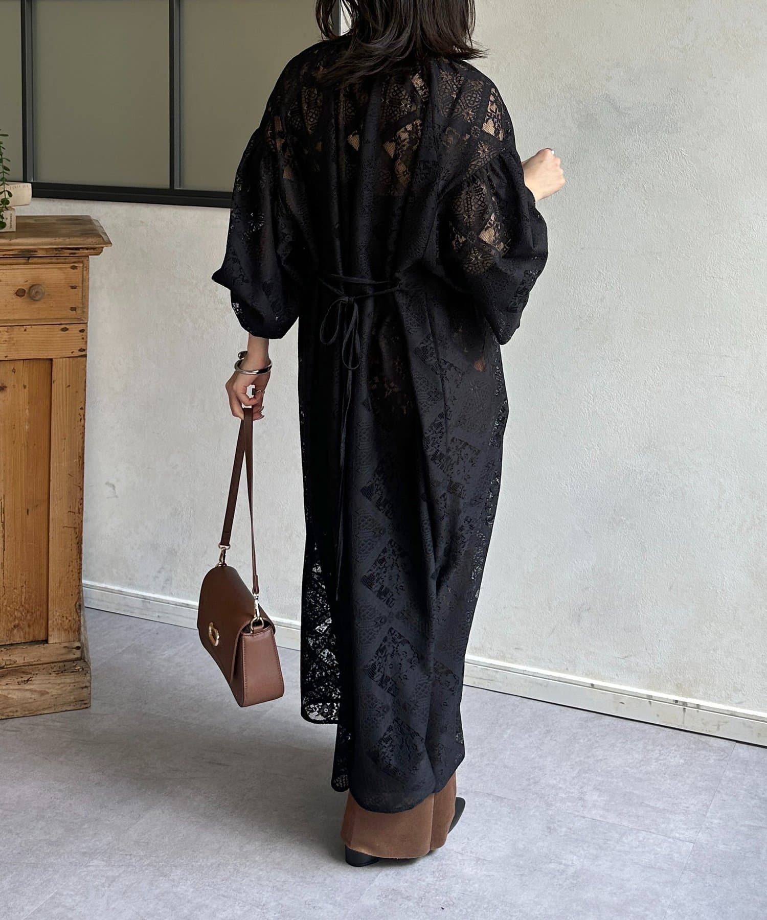 Thevon.(ゼヴォン) ブロックレース袖ボリュームワンピース