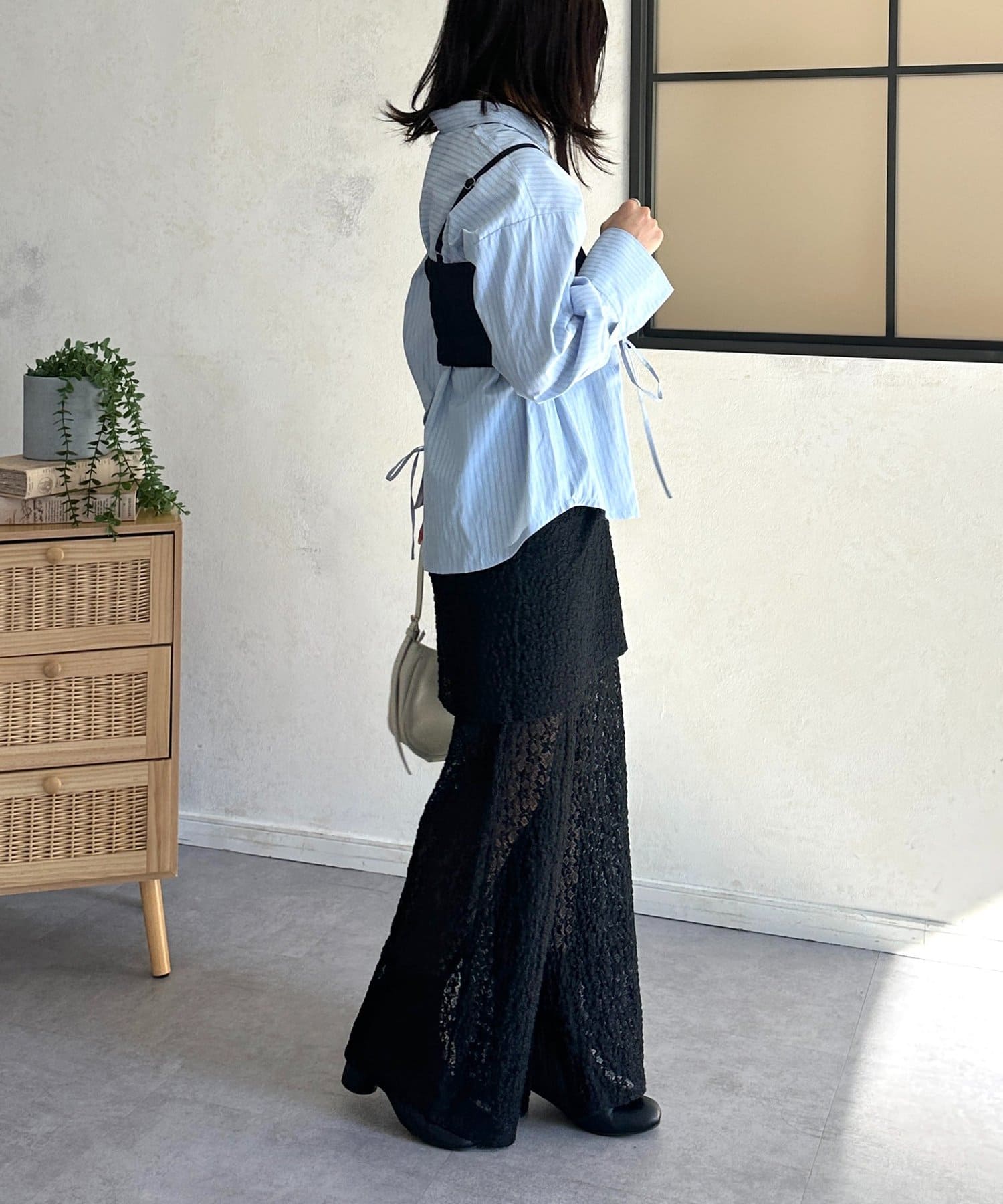 Thevon.(ゼヴォン) レースラップスカートレイヤードパンツ