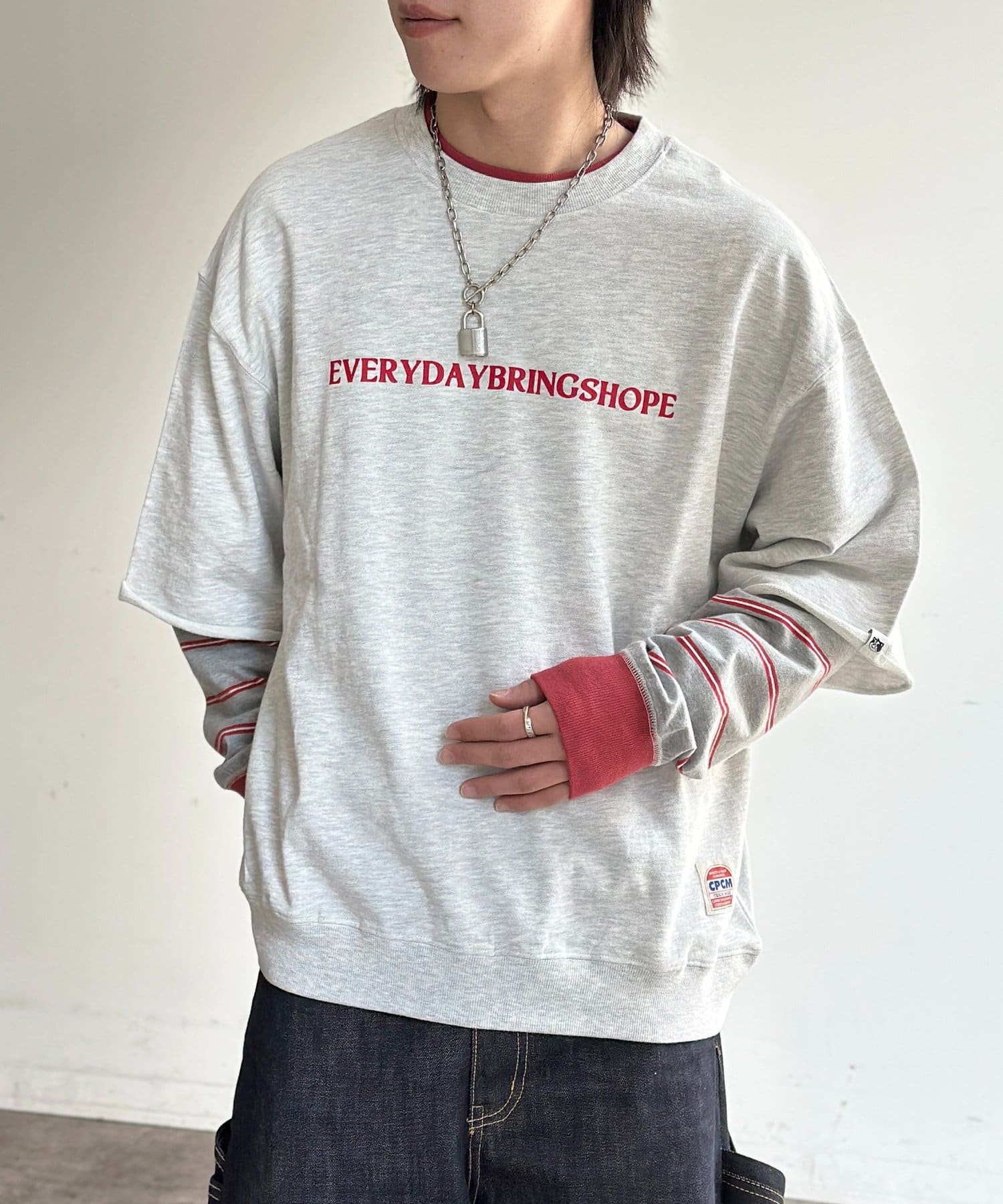 CPCM(シーピーシーエム) ピグメントミニ裏毛5分袖スウェット