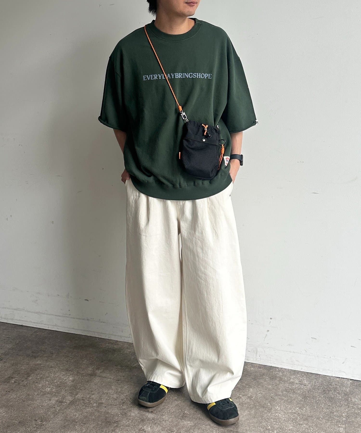 CPCM(シーピーシーエム) ピグメントミニ裏毛5分袖スウェット