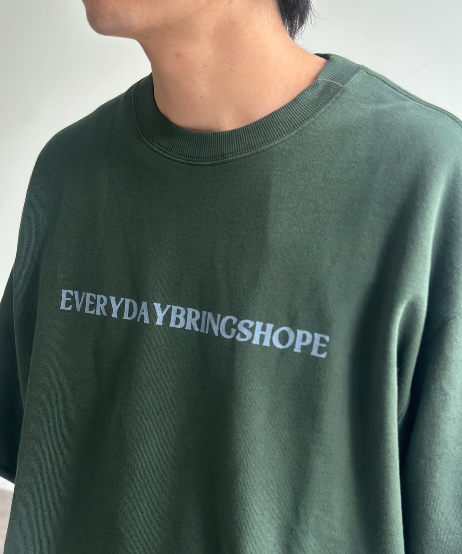 CPCM(シーピーシーエム) ピグメントミニ裏毛5分袖スウェット