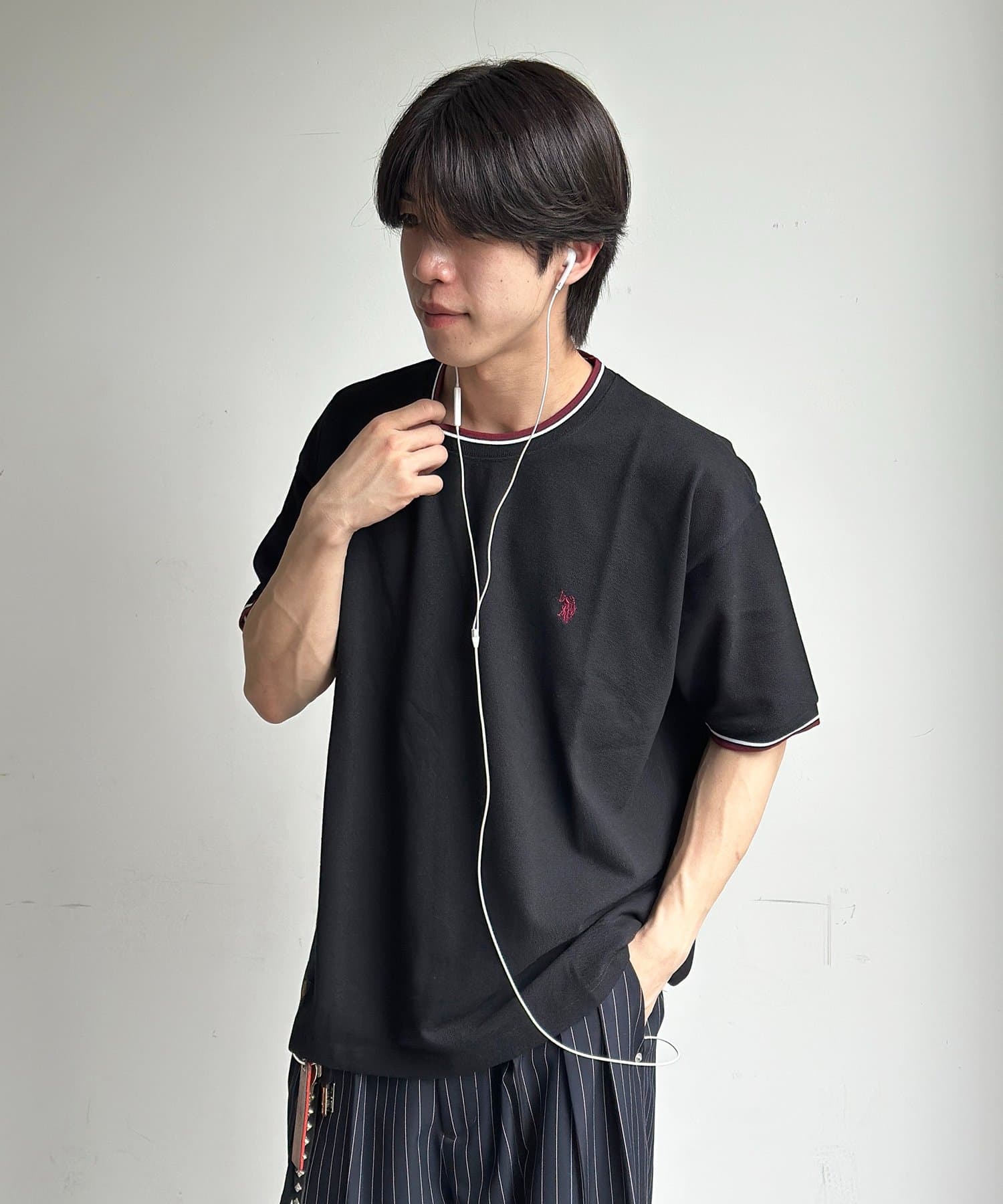 CPCM(シーピーシーエム) 【U.S. POLO ASSN.】配色リブ鹿の子T