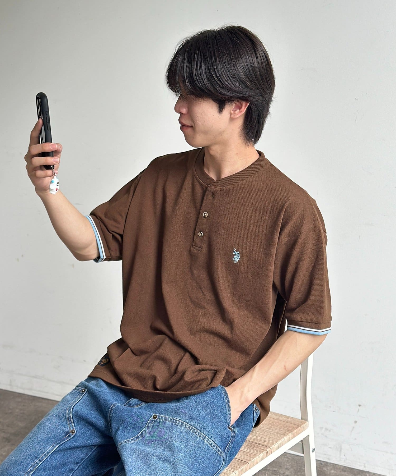 CPCM(シーピーシーエム) 【U.S. POLO ASSN.】配色リブ鹿の子ヘンリー