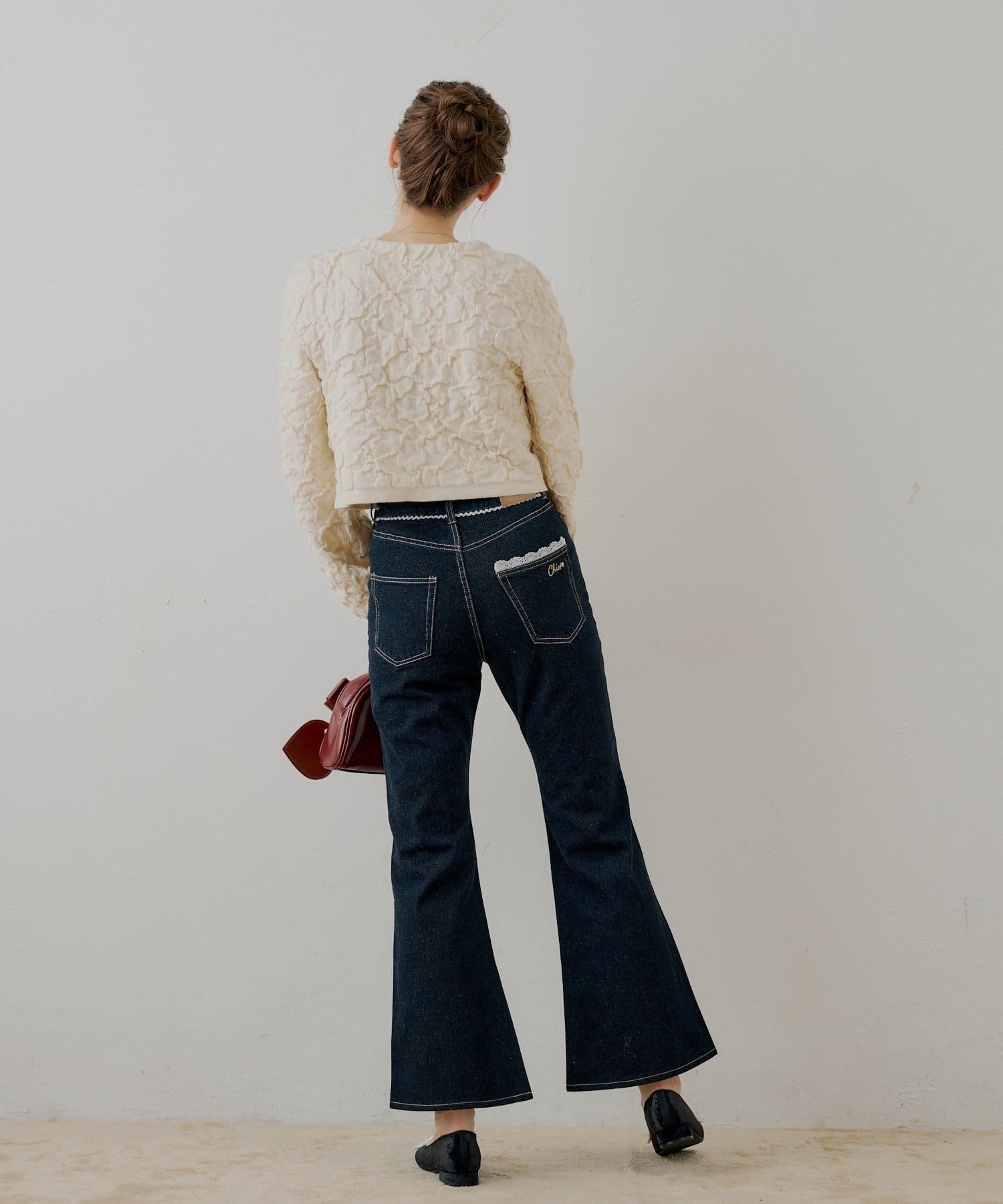 Chico(チコ) レースデザインフレアデニム