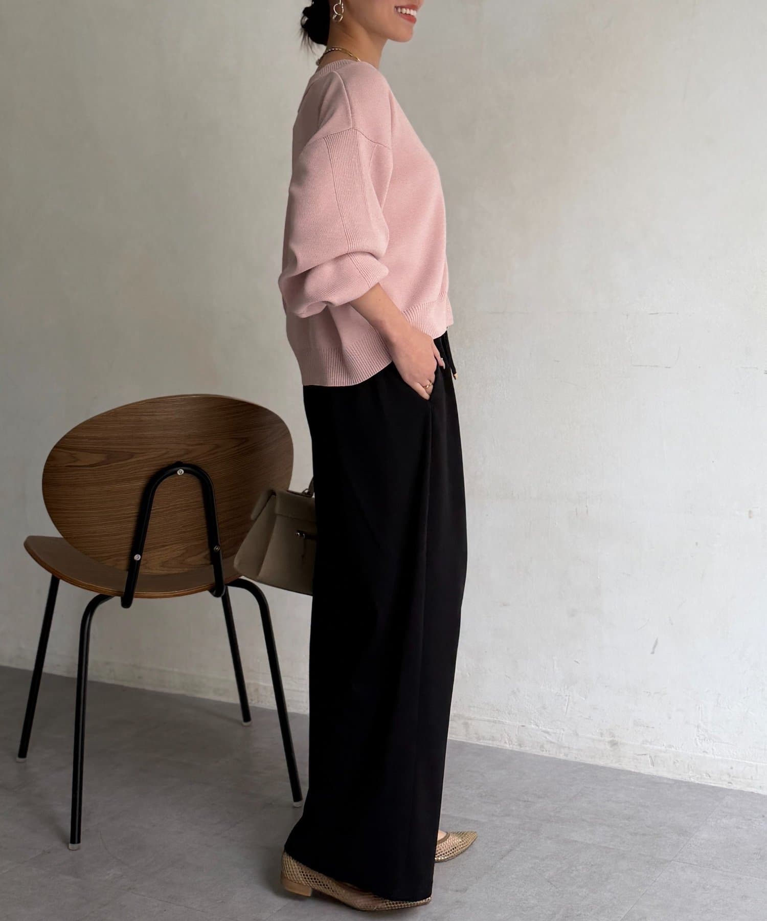 Chez toi(シェトワ) カットジョーゼットタックパンツ