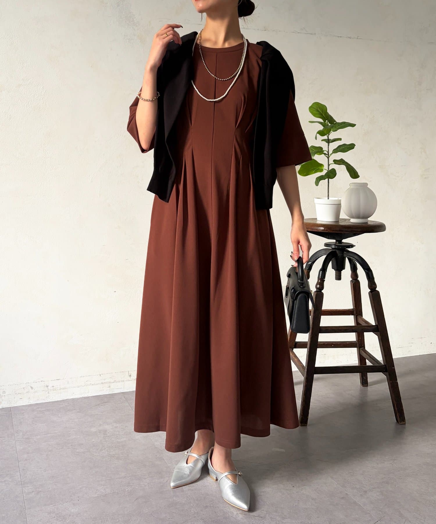 Chez toi(シェトワ) タックワンピース