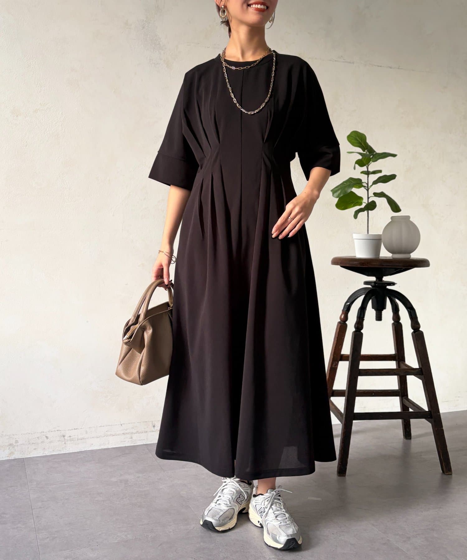 Chez toi(シェトワ) タックワンピース