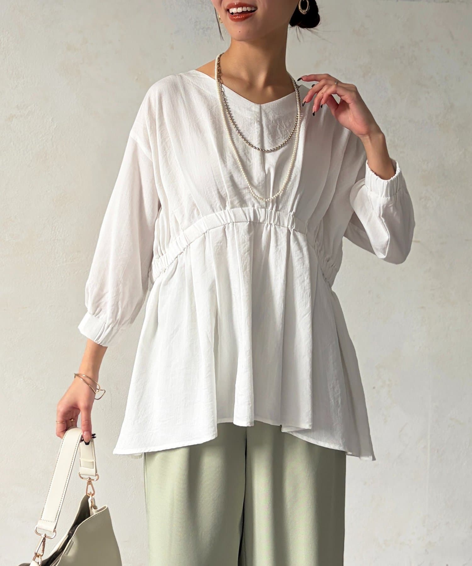 Chez toi(シェトワ) ギャザーペプラムチュニック