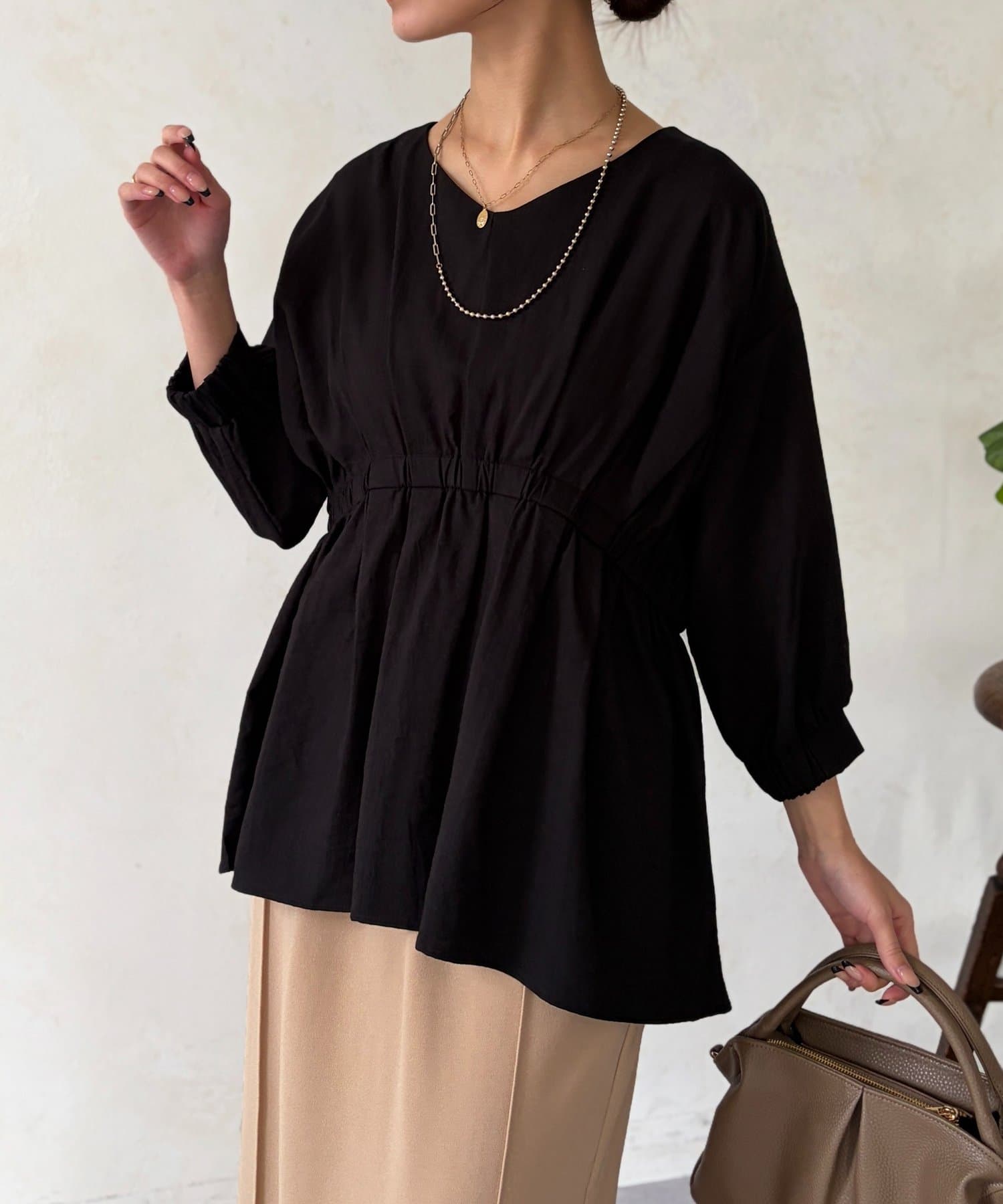 Chez toi(シェトワ) ギャザーペプラムチュニック