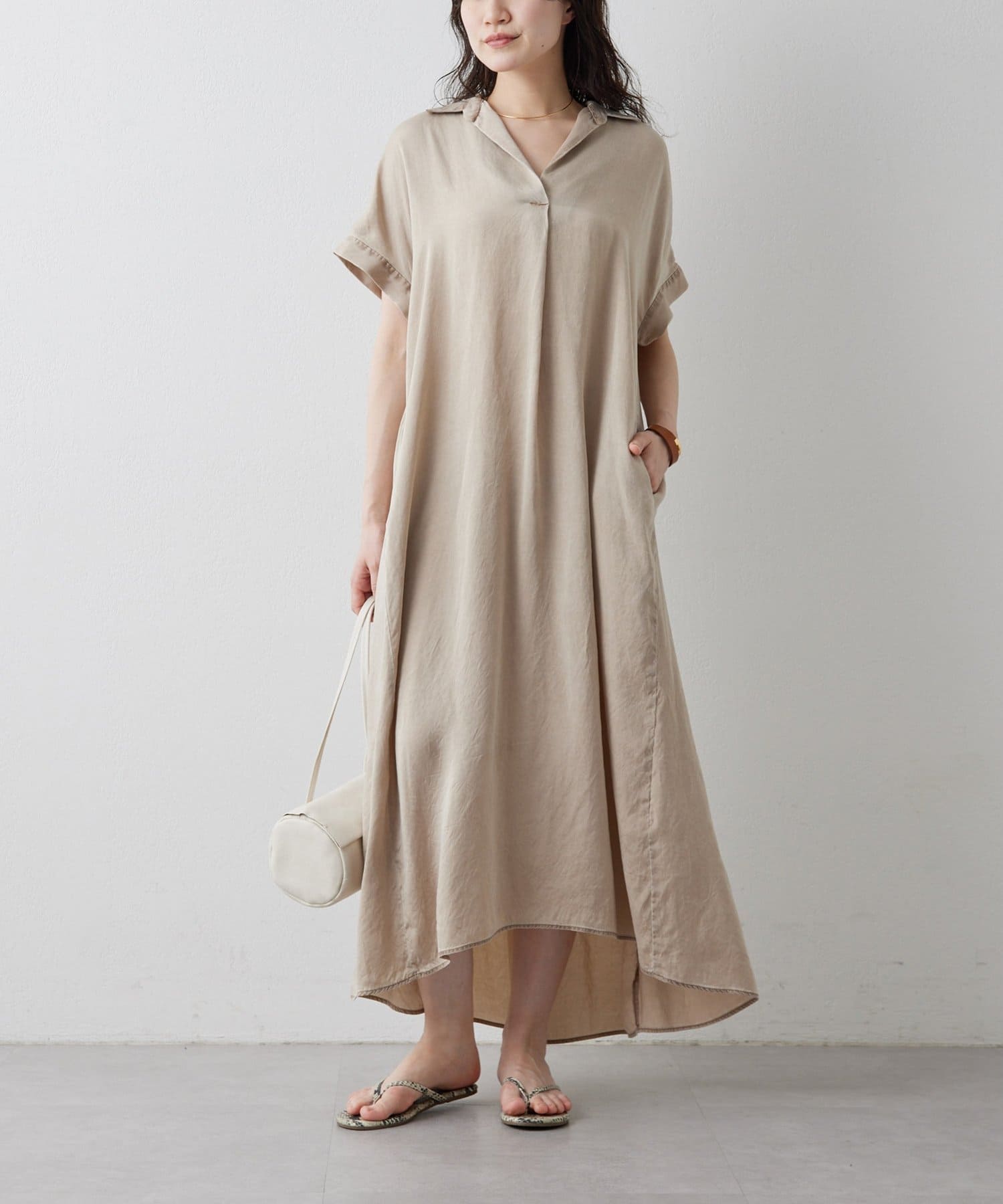 Whim Gazette(ウィム ガゼット) 【Drawing Numbers】ピグメントキュプラシャツワンピース