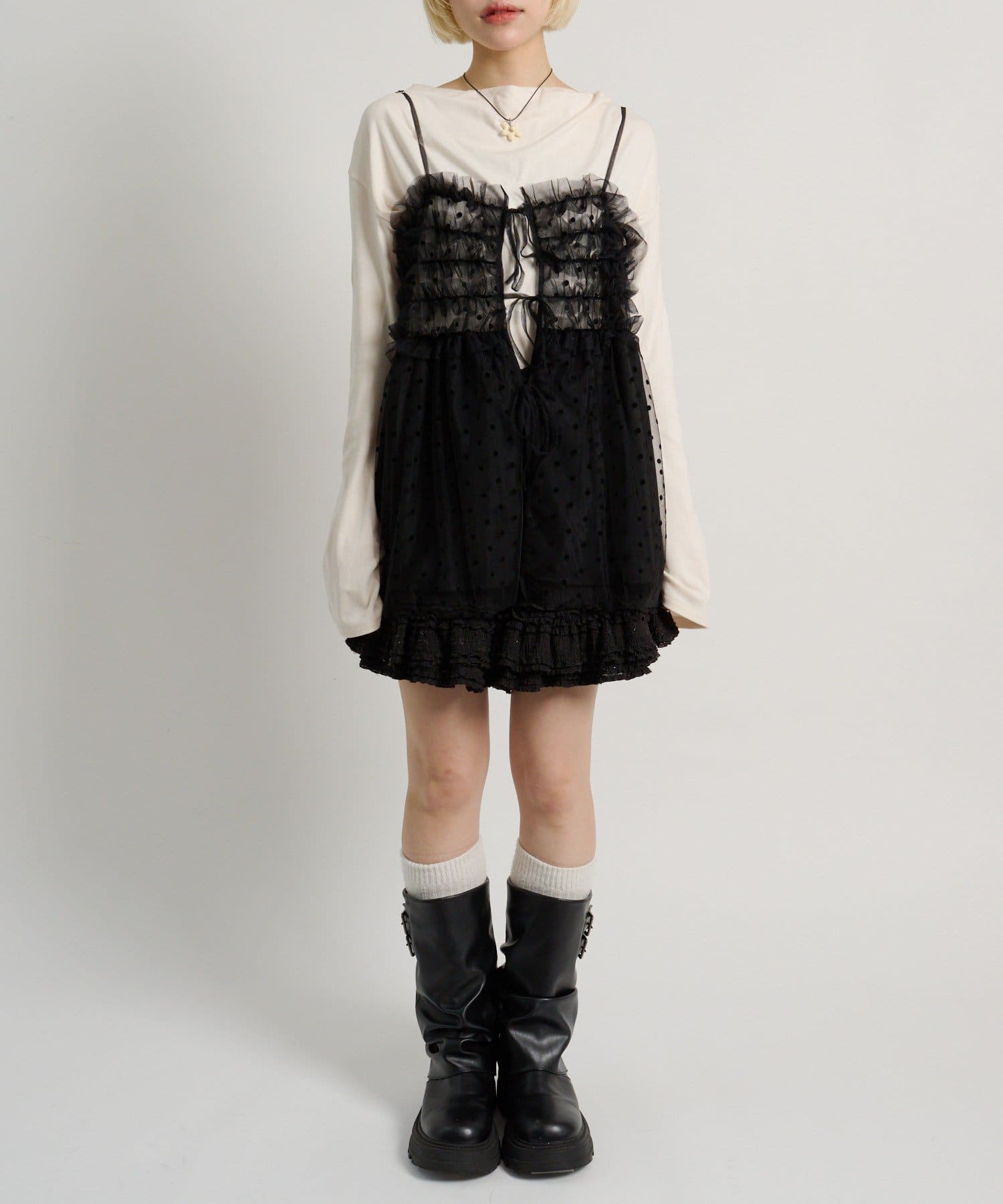 w closet(ダブルクローゼット) ドットチュールキャミ