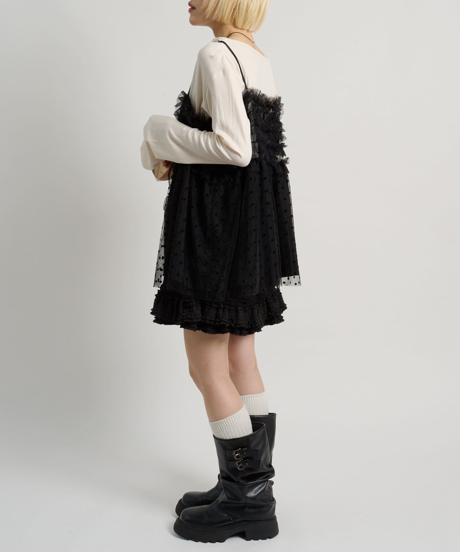 w closet(ダブルクローゼット) ドットチュールキャミ