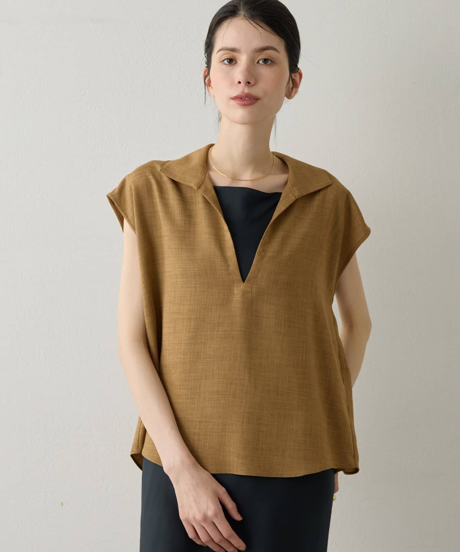 Whim Gazette(ウィム ガゼット) 【Drawing Numbers】フェイクリネンフレンチスキッパーブラウス