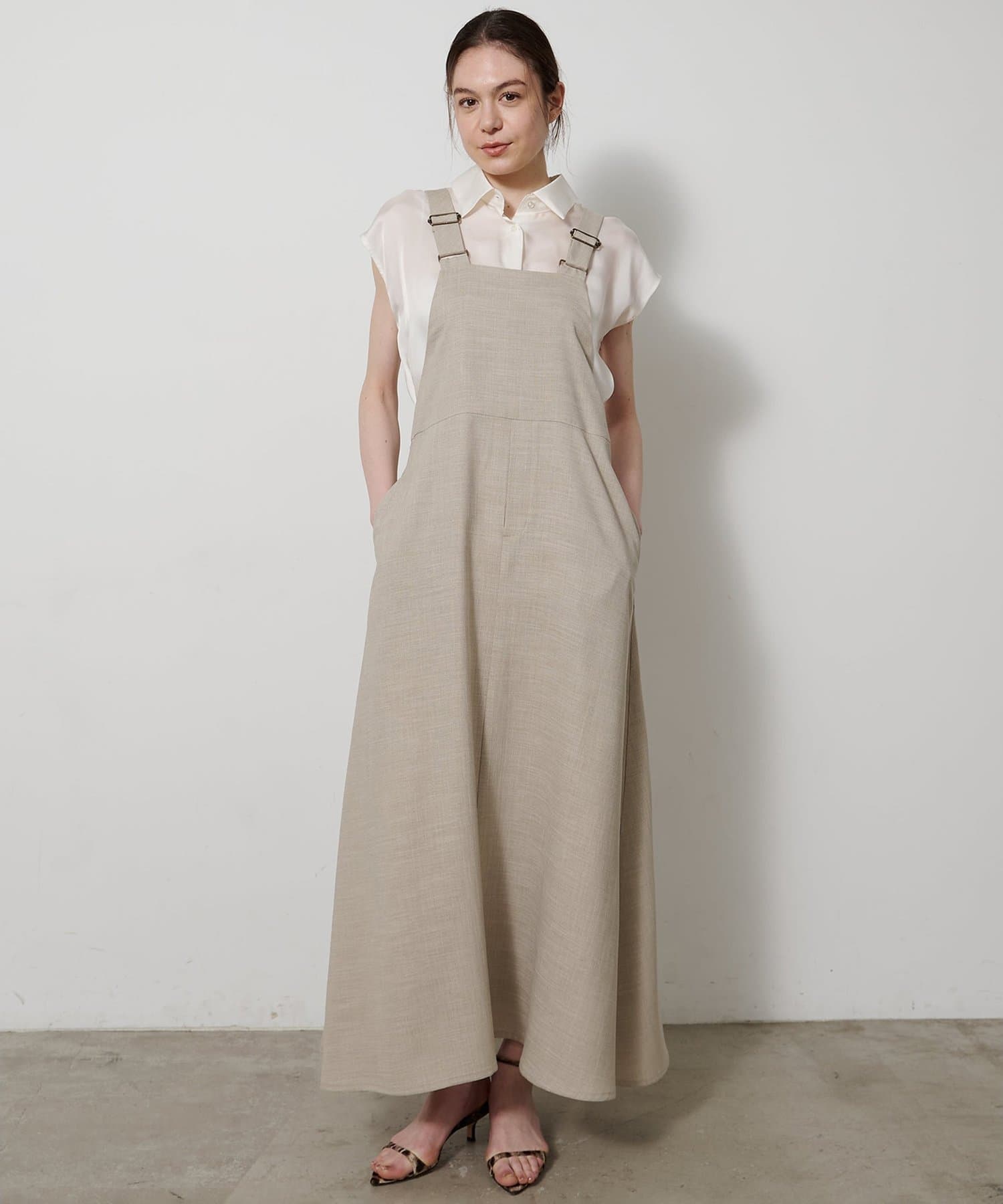 Whim Gazette(ウィム ガゼット) 【Drawing Numbers】フェイクリネンサロペットワンピース