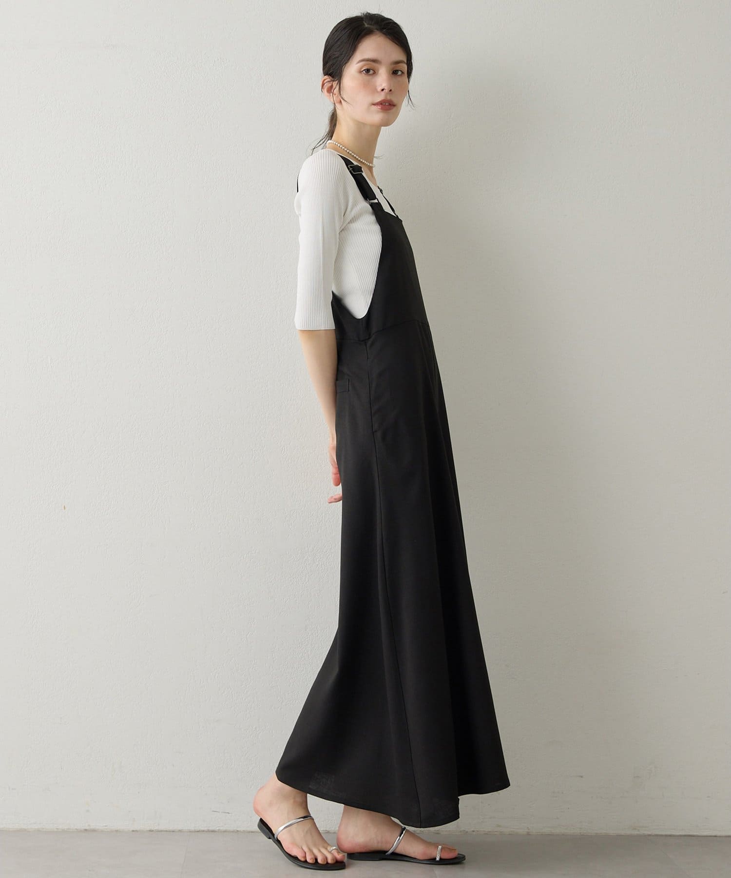 Whim Gazette(ウィム ガゼット) 【Drawing Numbers】フェイクリネンサロペットワンピース